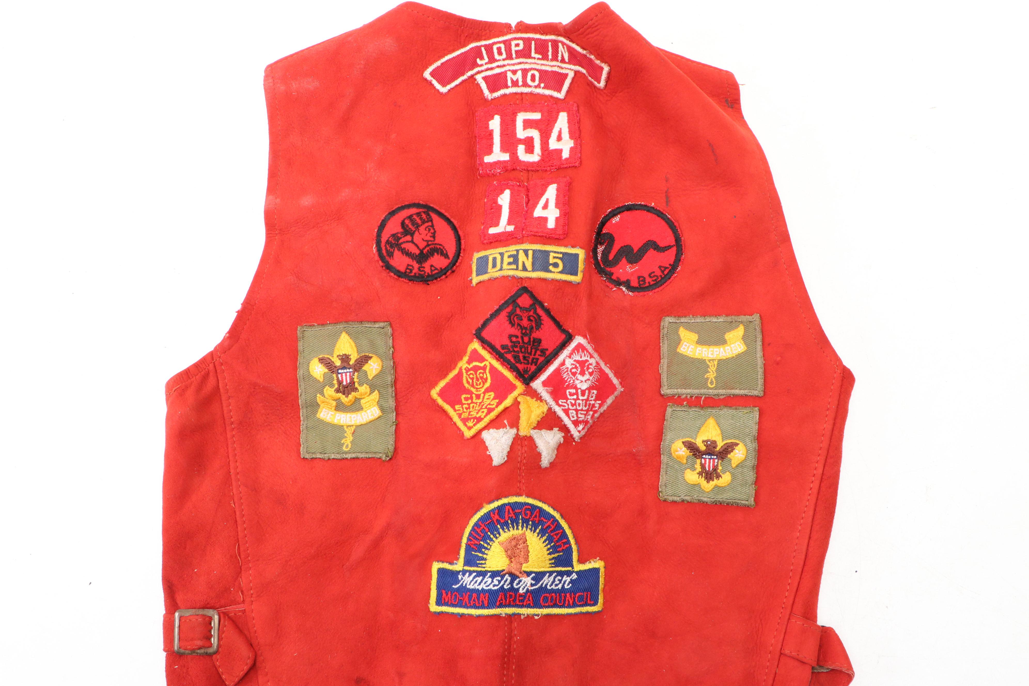 Boy Scouts of America Red Suede Vest with Patches, 1960s