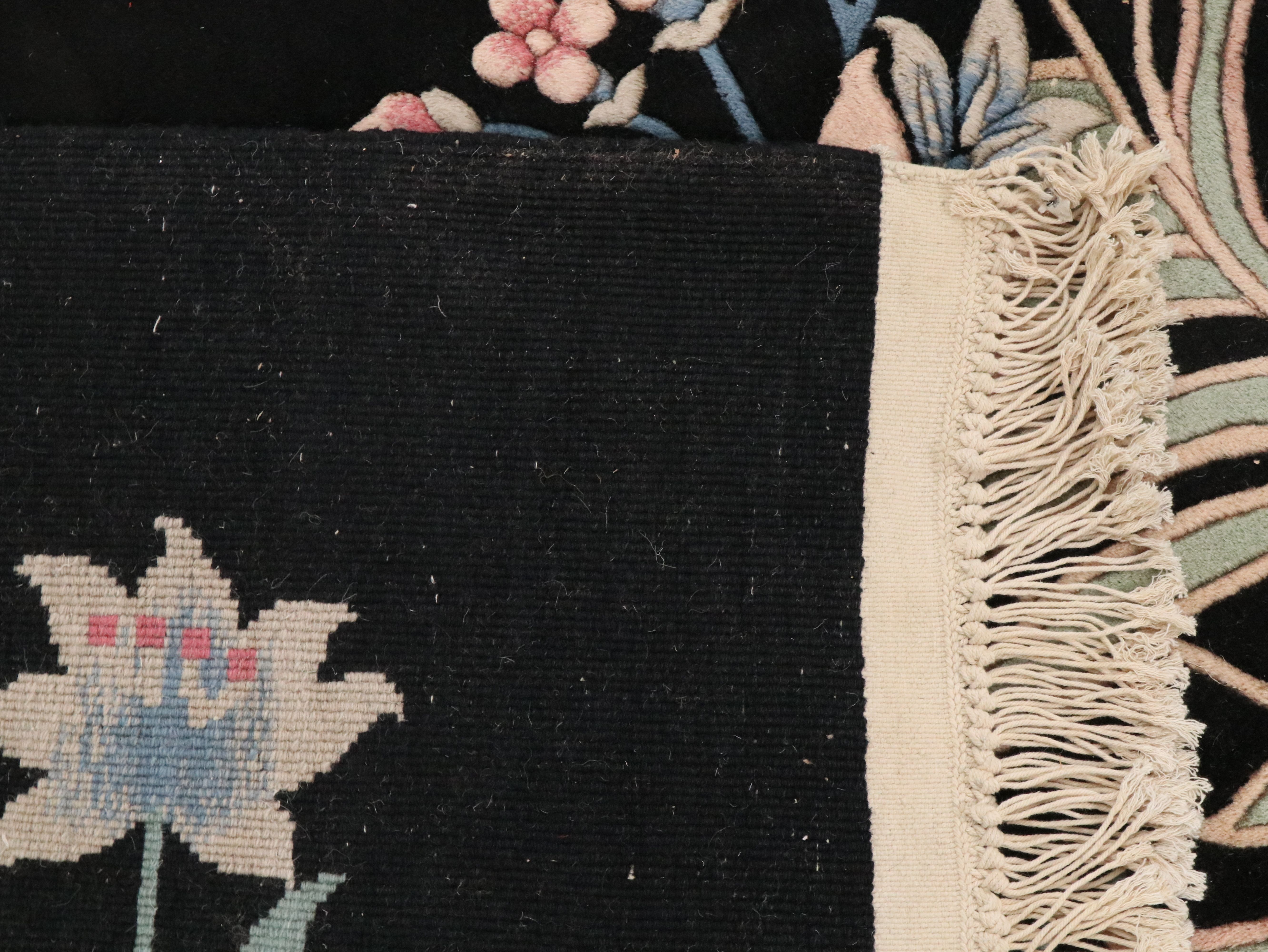 5'6 x 9'3 Hand-Knotted Chinese Floral Area Rug