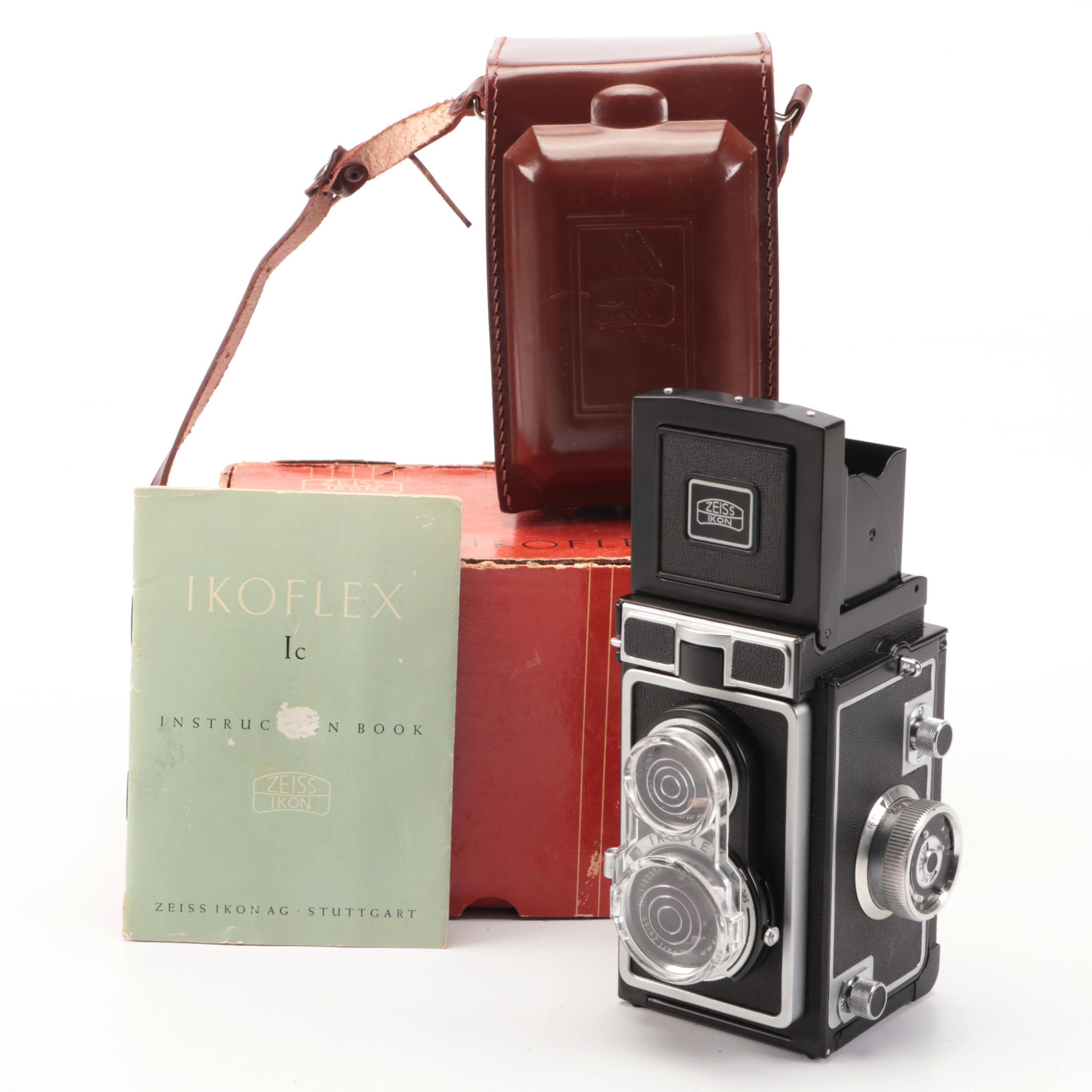 Zeiss Ikon Ikoflex Ic Camera with Leather Eveready Case, Box and Accessories