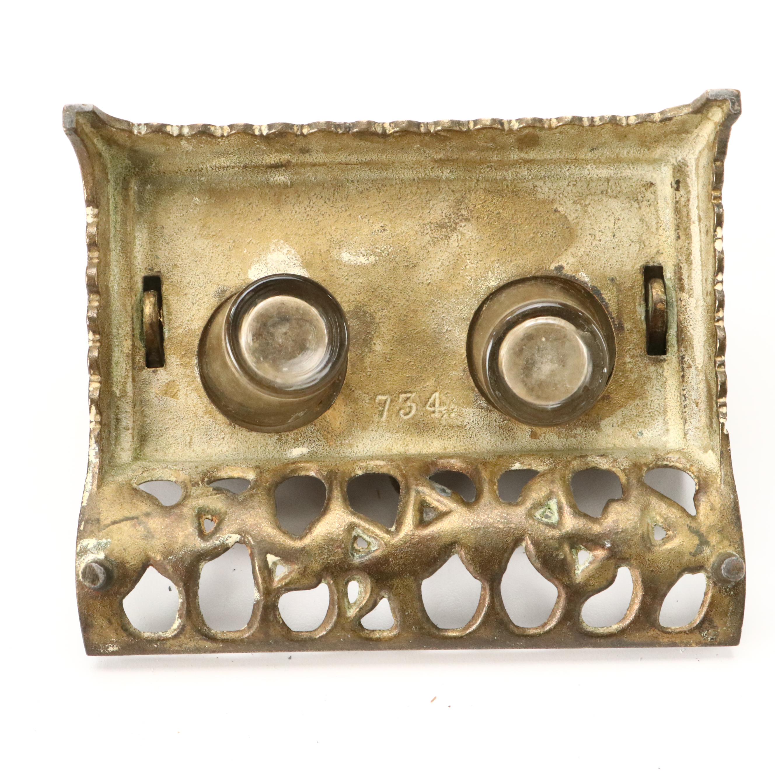 Antique Brass Rolltop Inkwell, Victorian Wooden Candy Mold, and More Décor