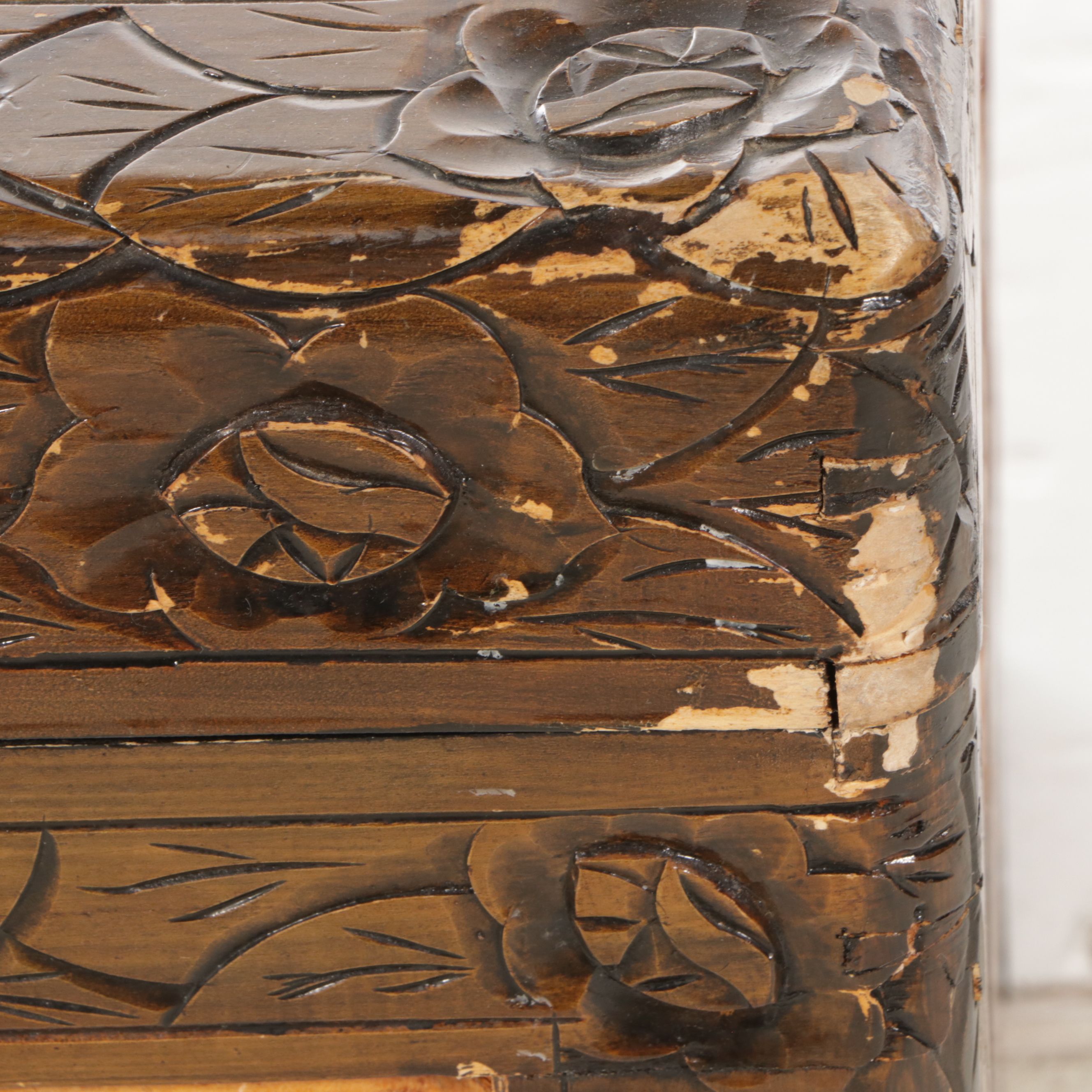 Three Graduated Chinese Style Carved Tropical Hardwood Chests