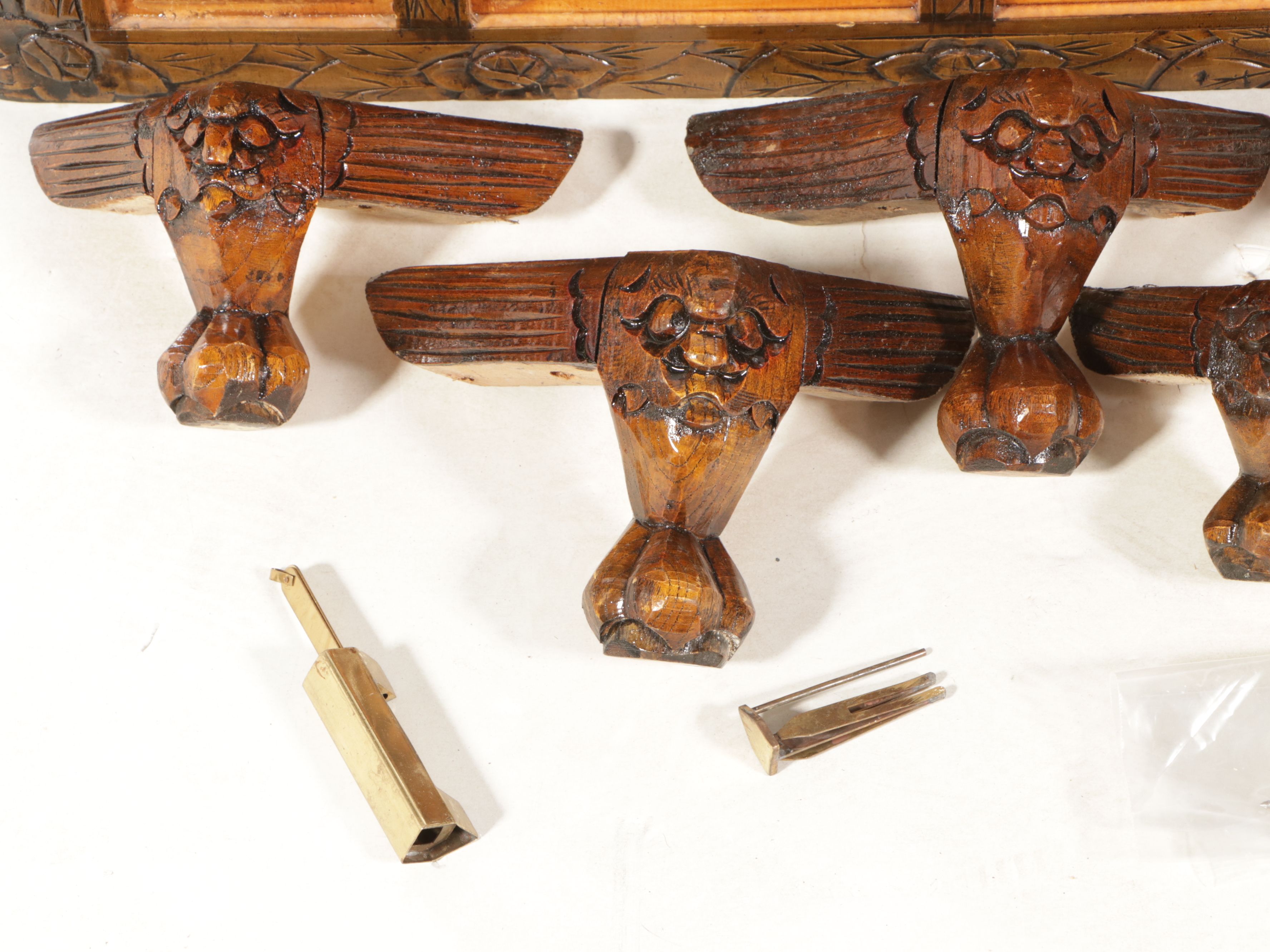 Three Graduated Chinese Style Carved Tropical Hardwood Chests