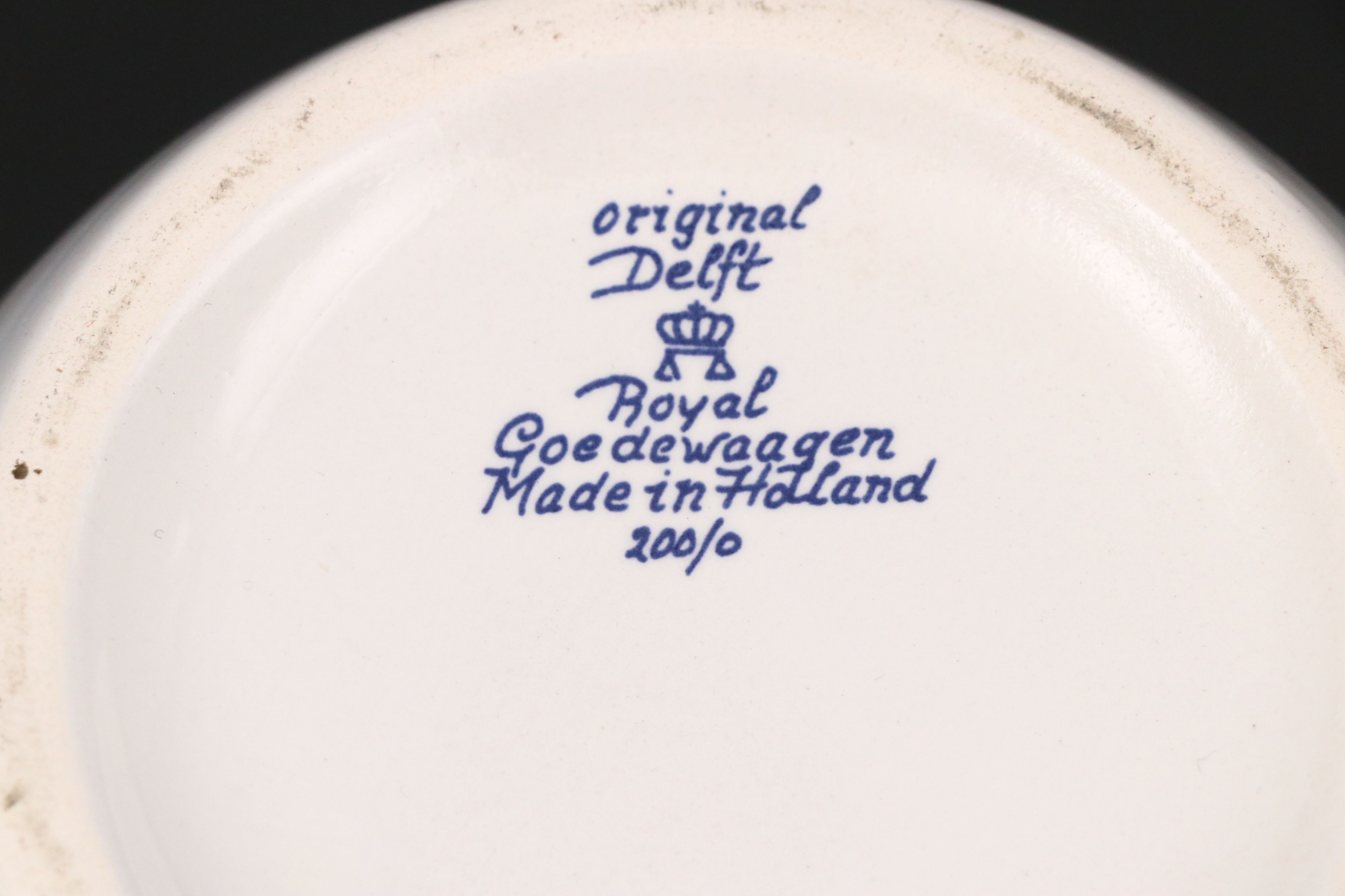 Royal Goedewaagen "Ohio" Canisters with Other Delft Candlesticks and Clock