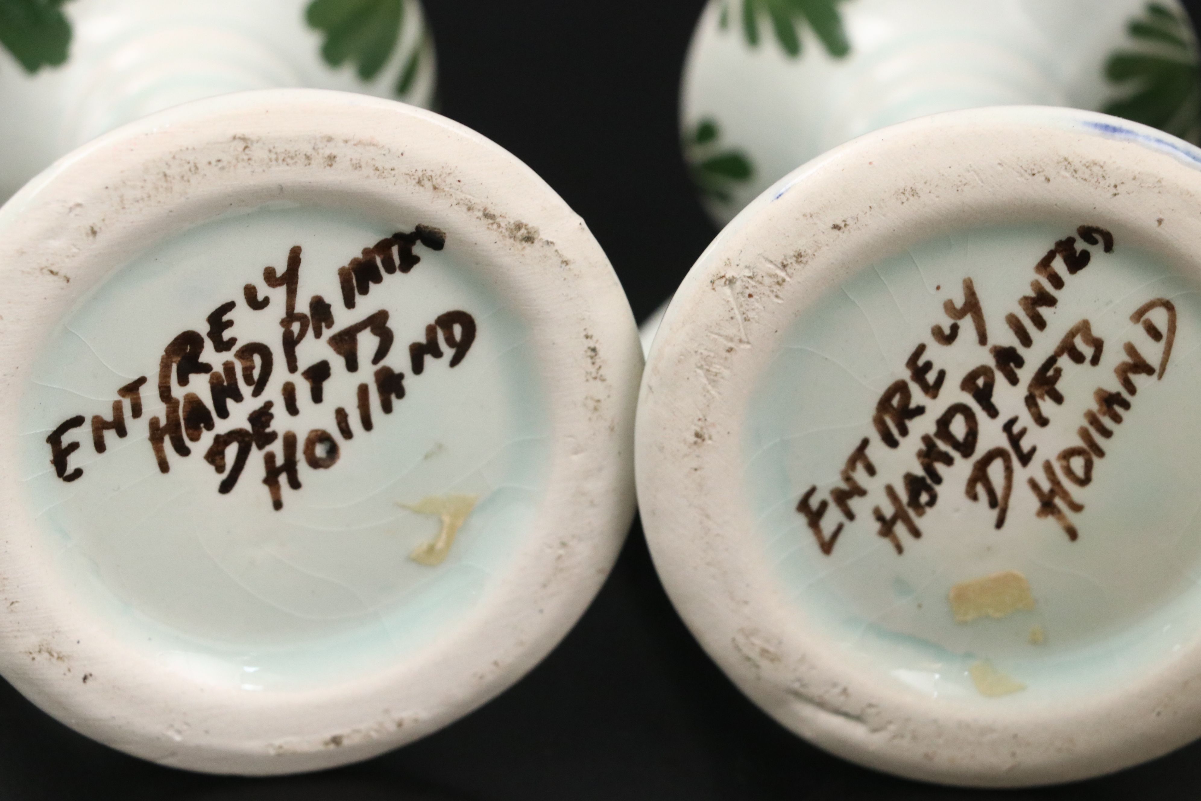 Royal Goedewaagen "Ohio" Canisters with Other Delft Candlesticks and Clock