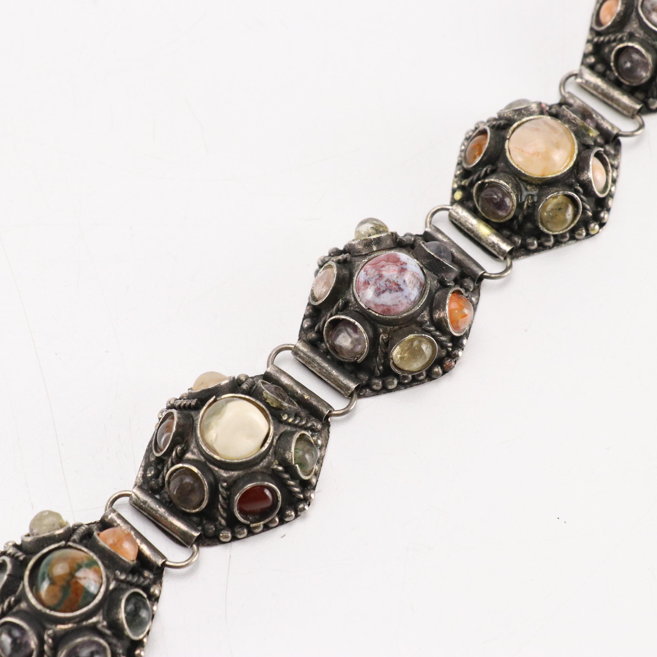 Sajai Agate Gemstone Purse and Panel Bracelet