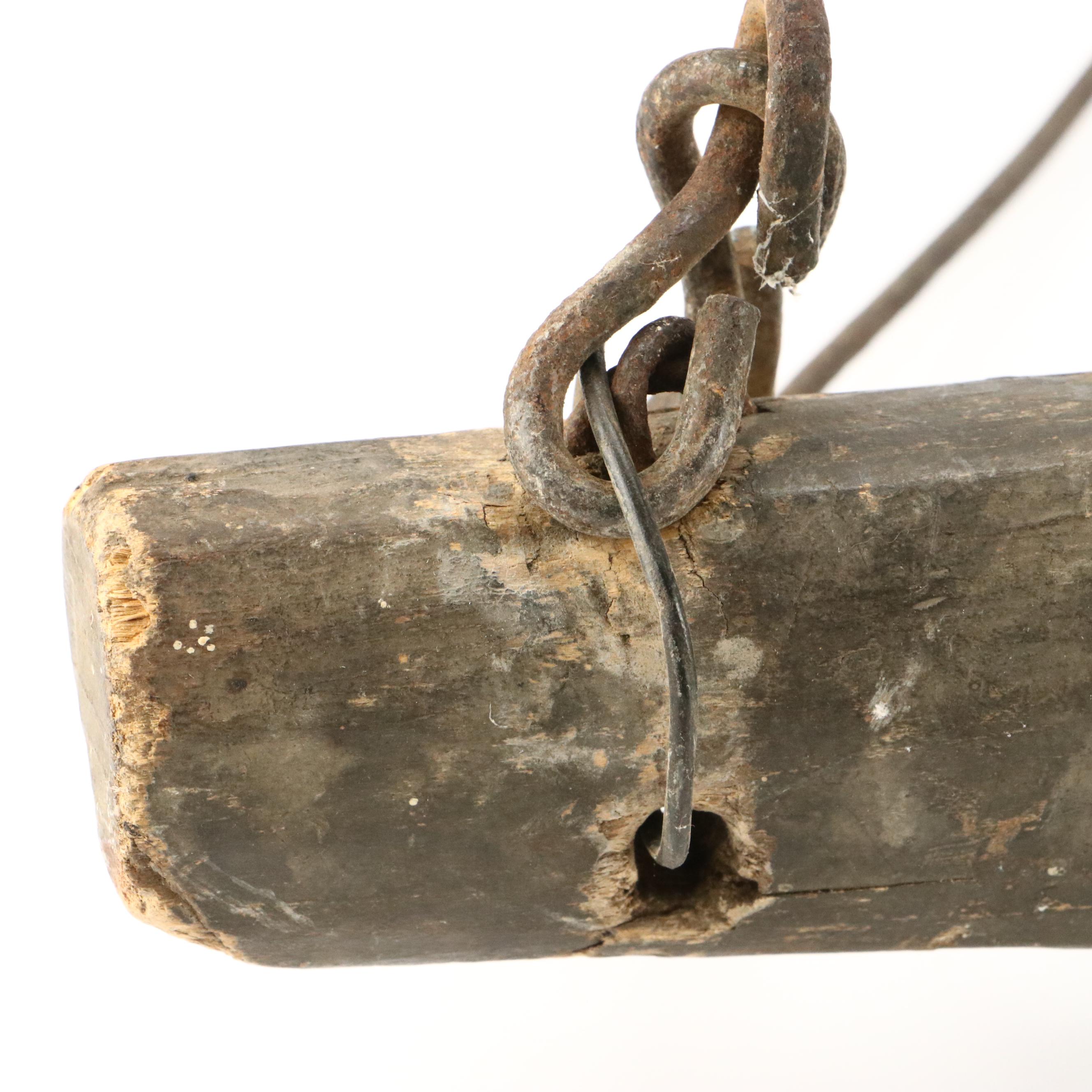 Wooden Plow Plane with Cast Iron Blacksmith Tongs