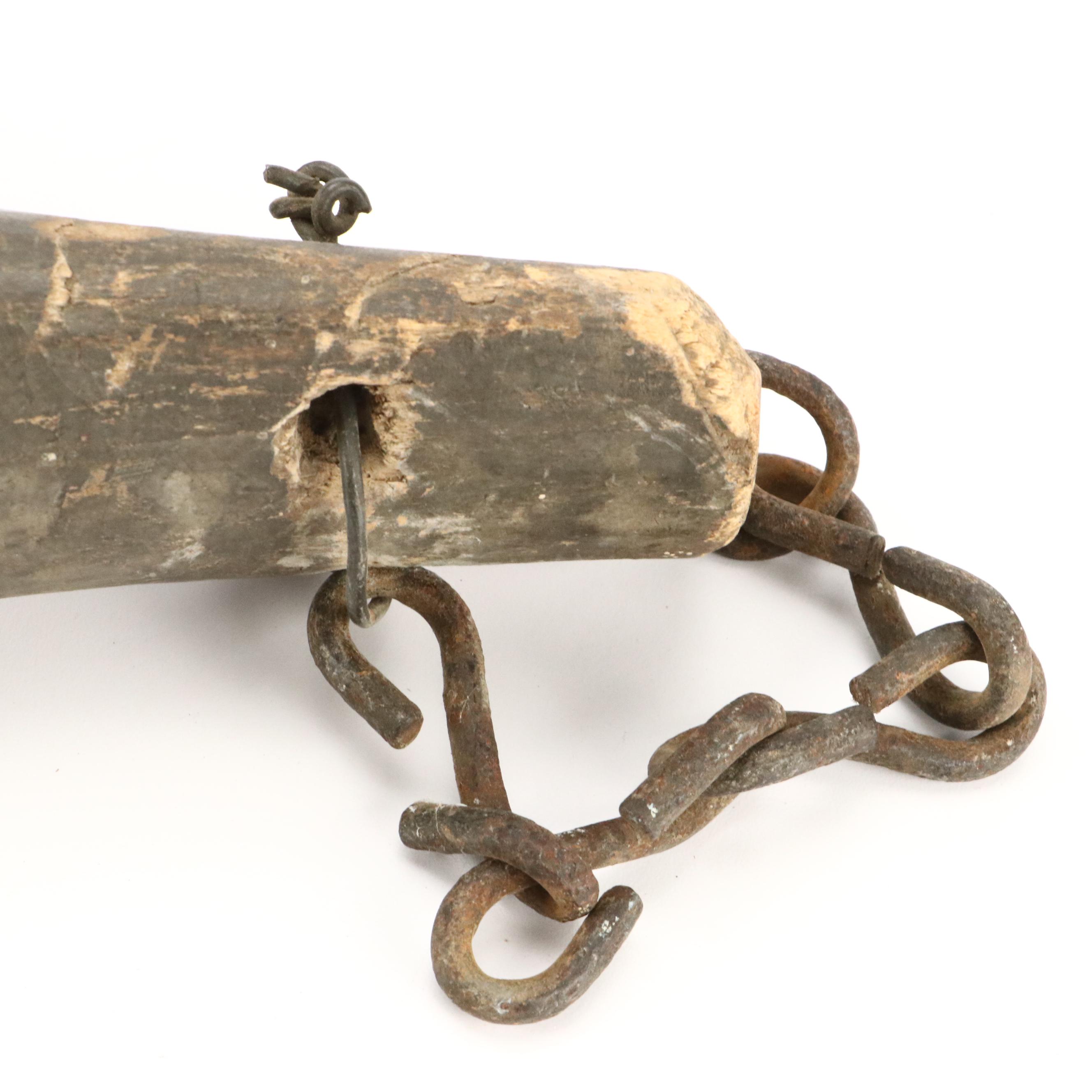 Wooden Plow Plane with Cast Iron Blacksmith Tongs