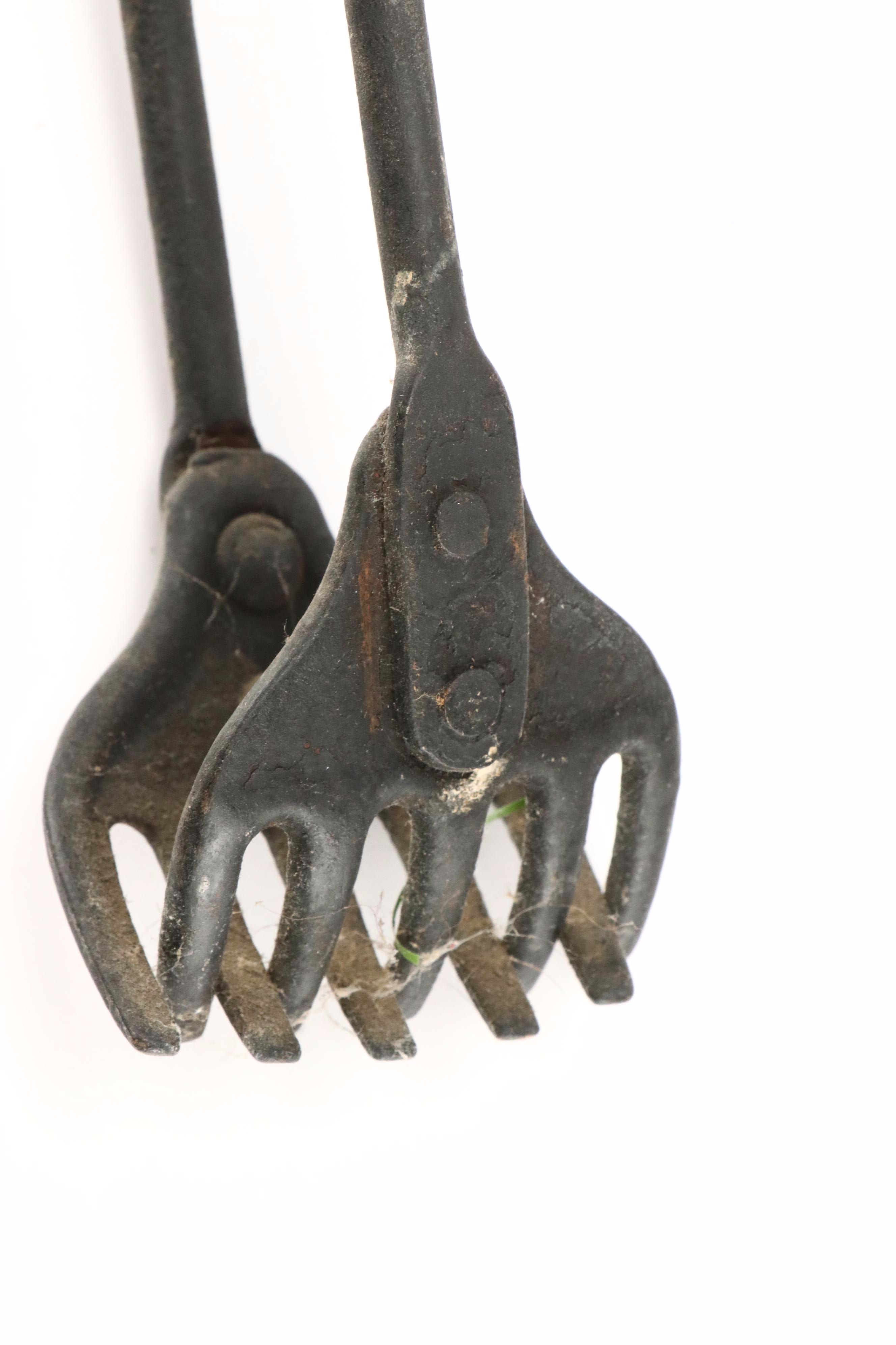 Wooden Plow Plane with Cast Iron Blacksmith Tongs