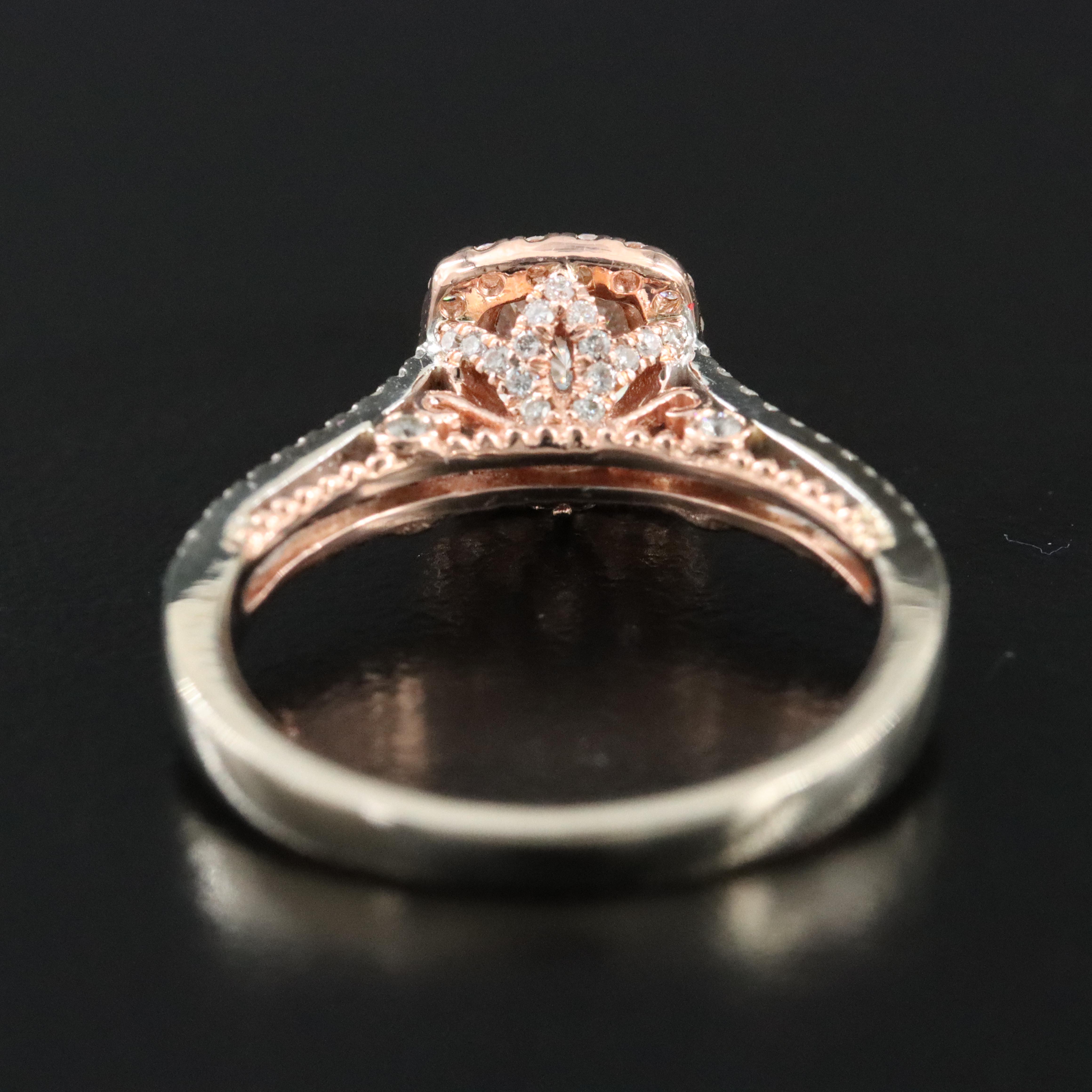 14K 1.23 CTW Diamond Ring with Rose Gold Accent and GIA Online Report