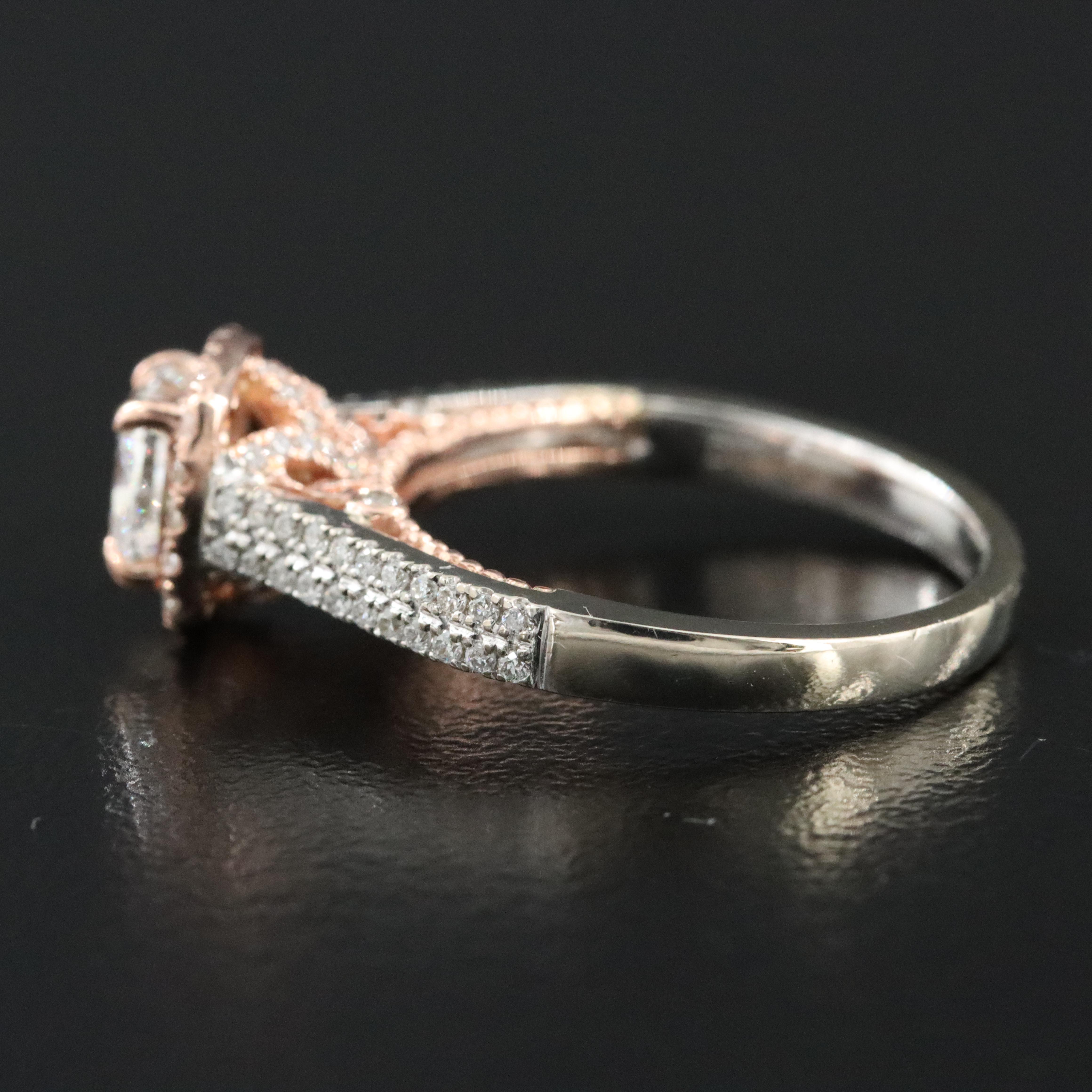 14K 1.23 CTW Diamond Ring with Rose Gold Accent and GIA Online Report