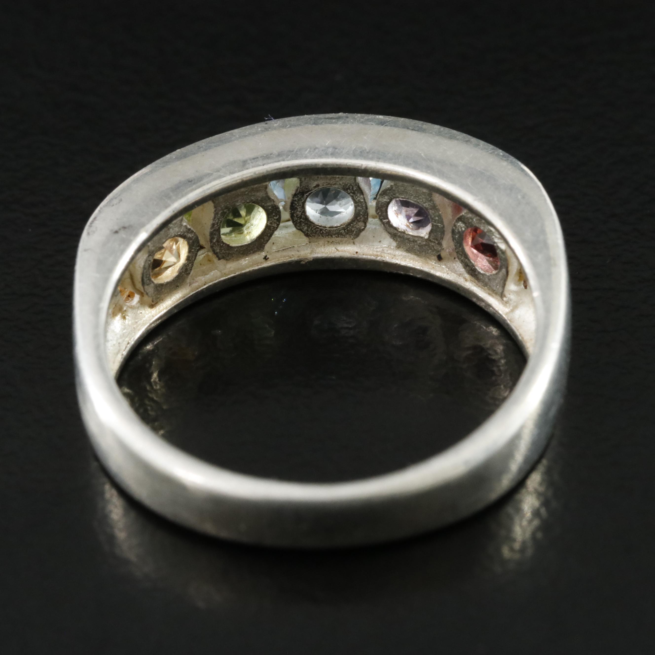 Sterling Gemstone Tapered Band