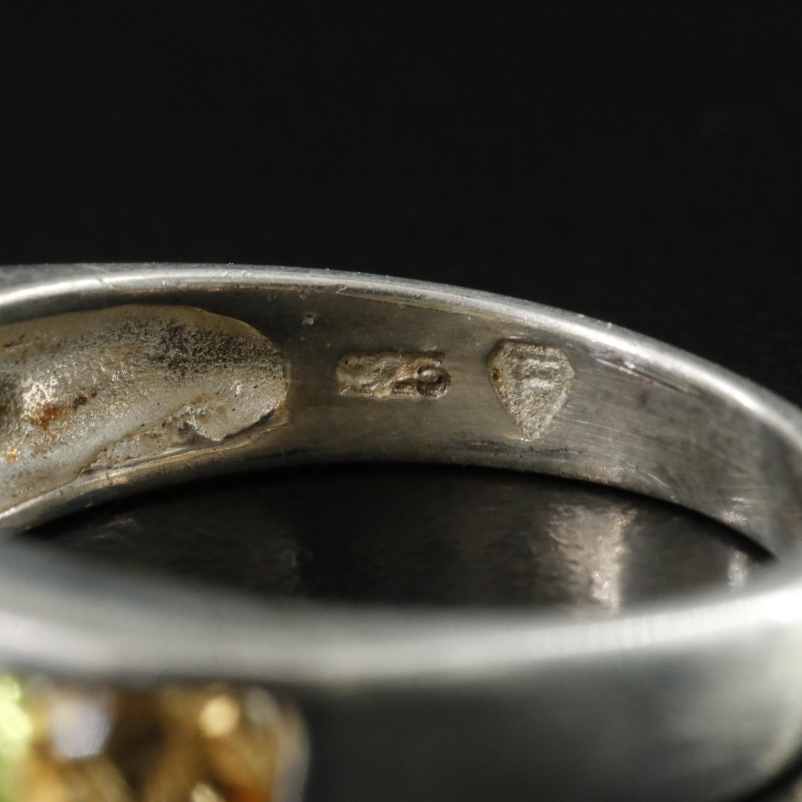 Sterling Gemstone Tapered Band