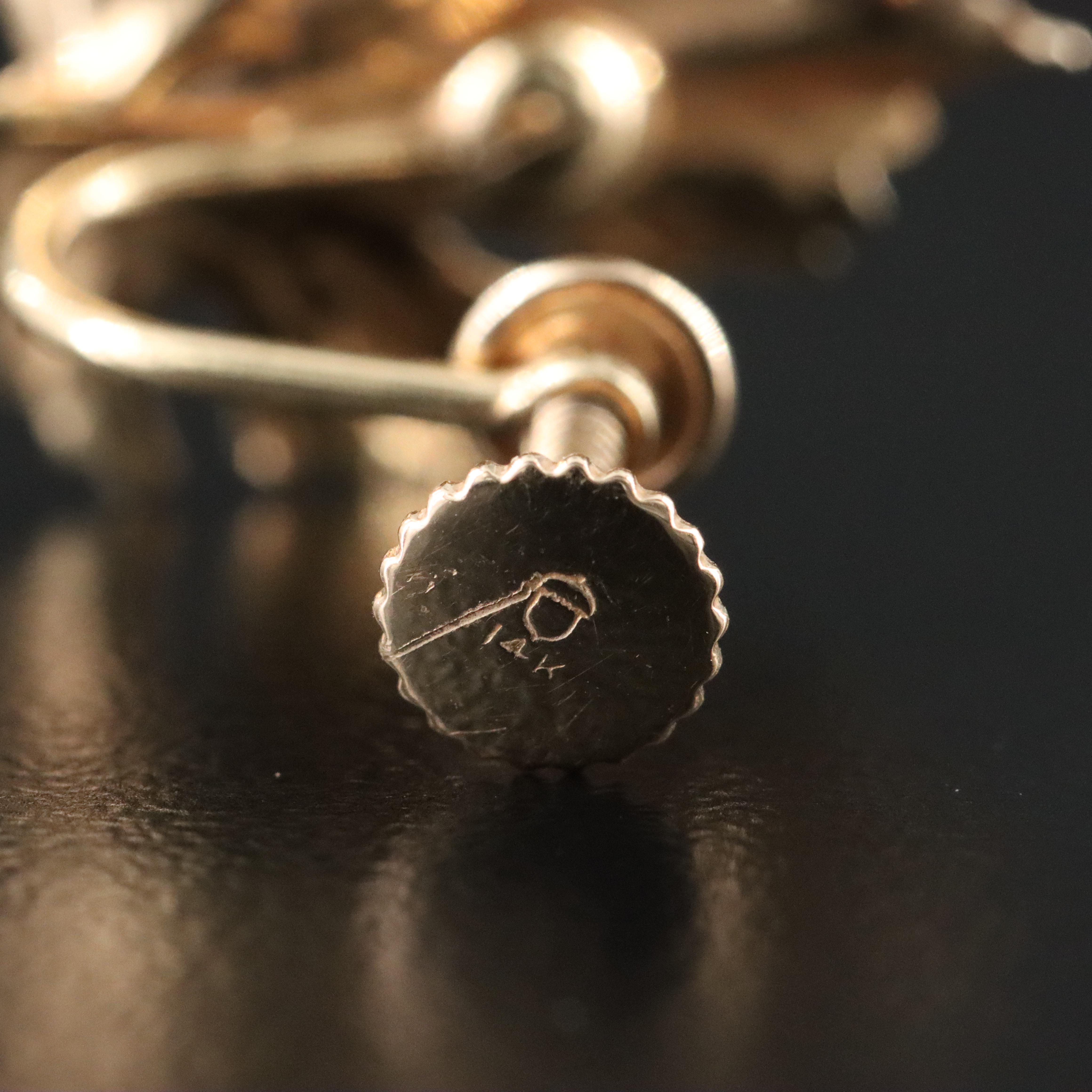 Vintage 14K Pearl Maple Leaf Brooch and Earrings Set