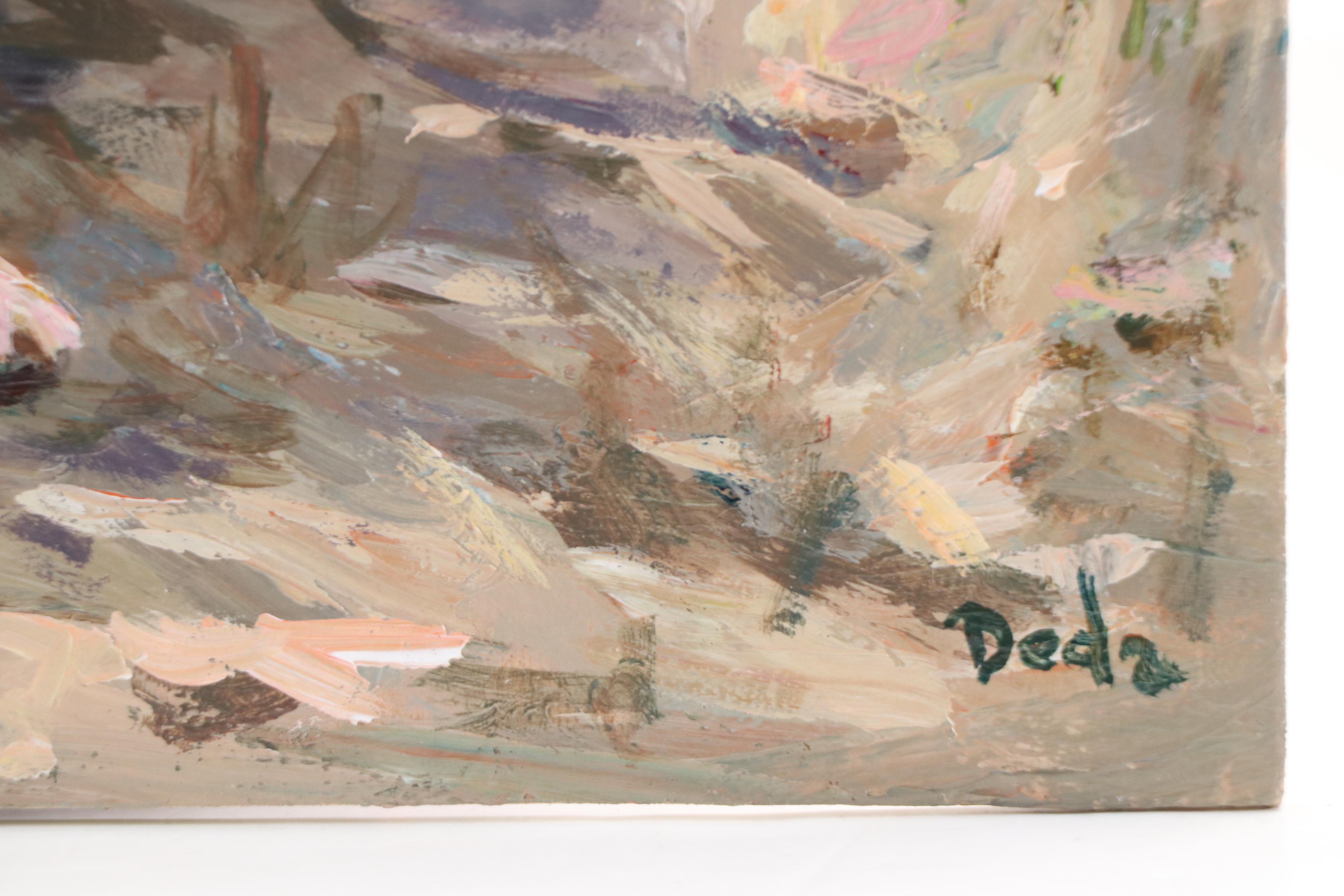 Adam Deda Beach Landscape Oil Painting of Golden Retriever "On a Summer Day"