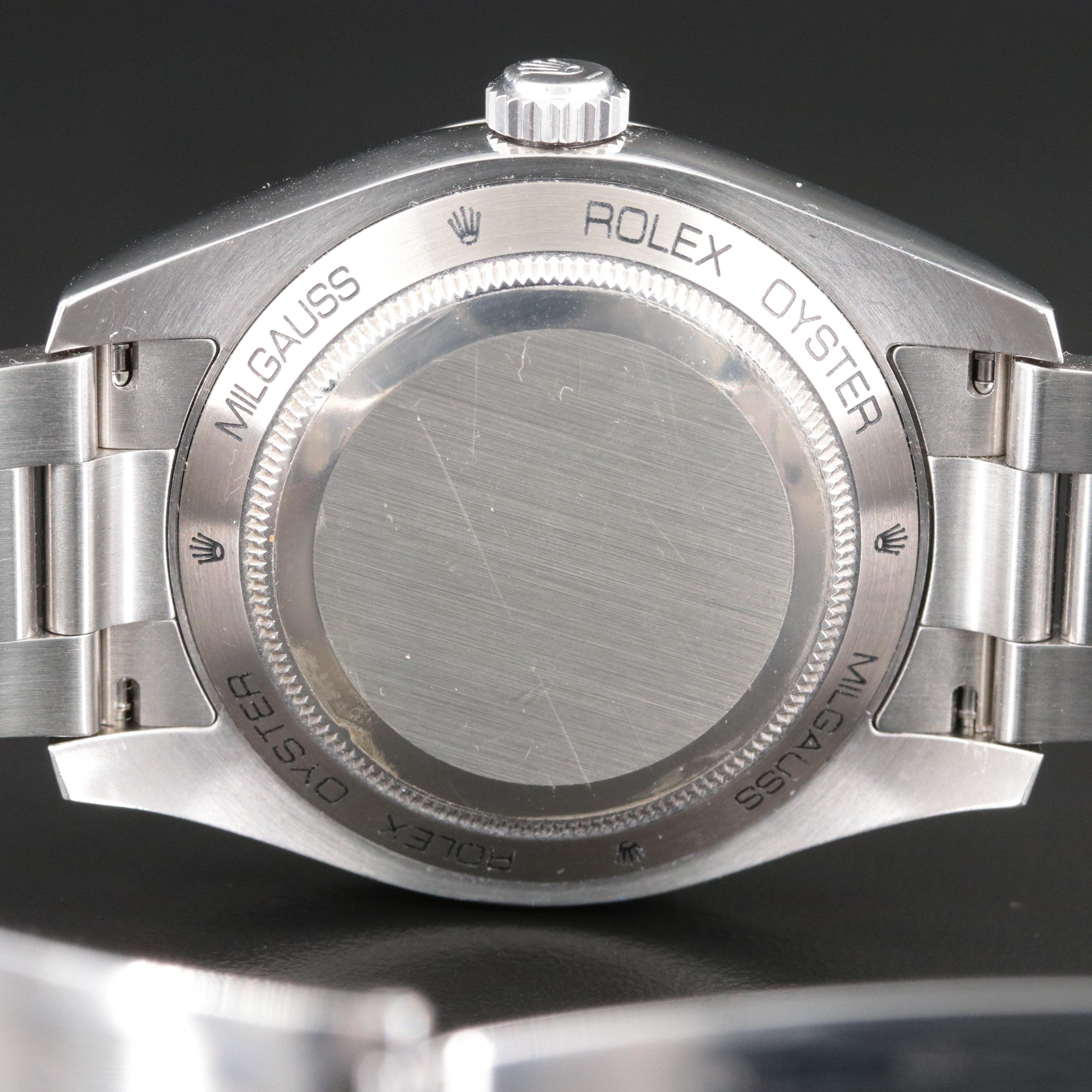 Rolex Milgauss Green Crystal Black Dial 116400V Watch