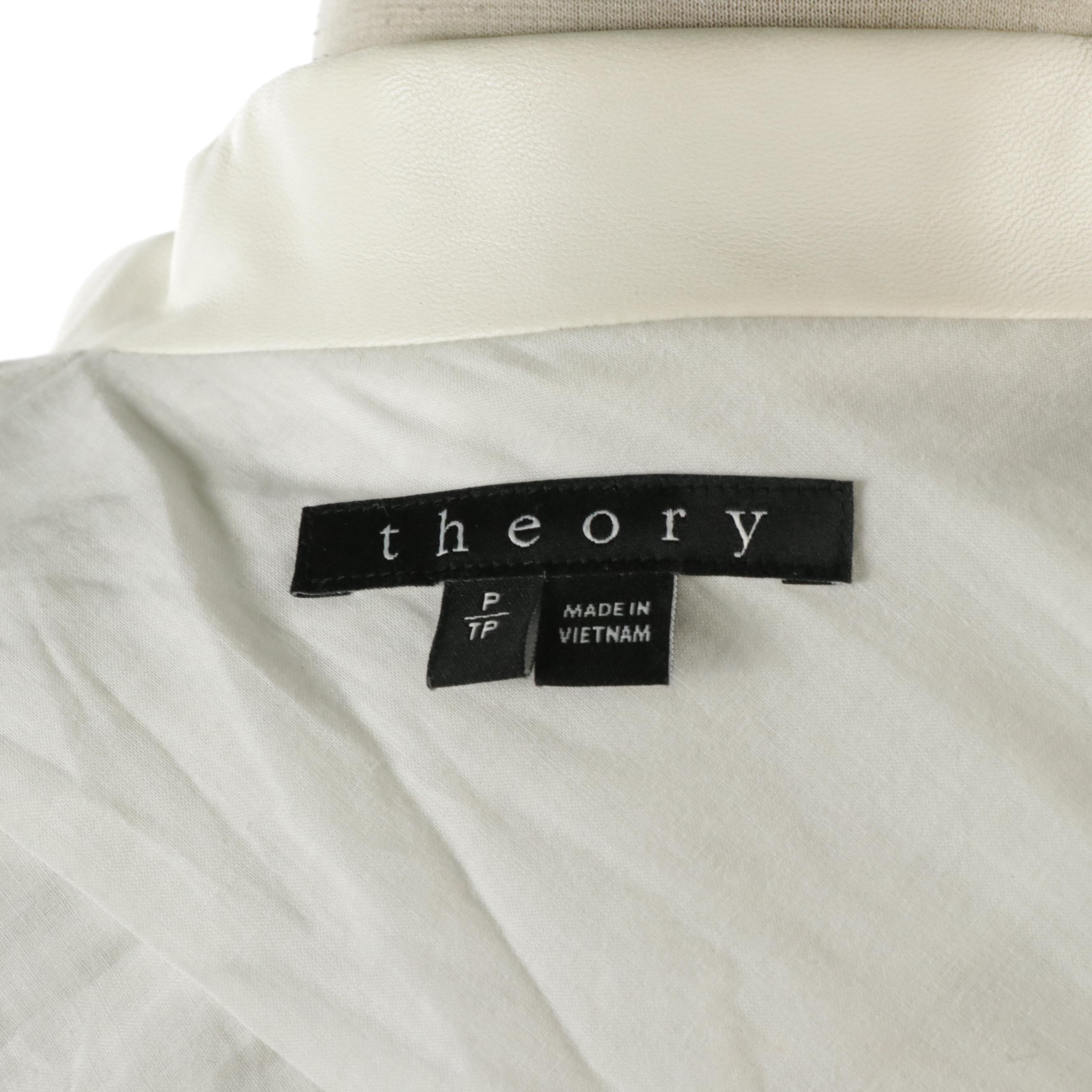 Manrico Black Cashmere Coat, Theory Linen Blazer Jacket with Faux Leather Trim