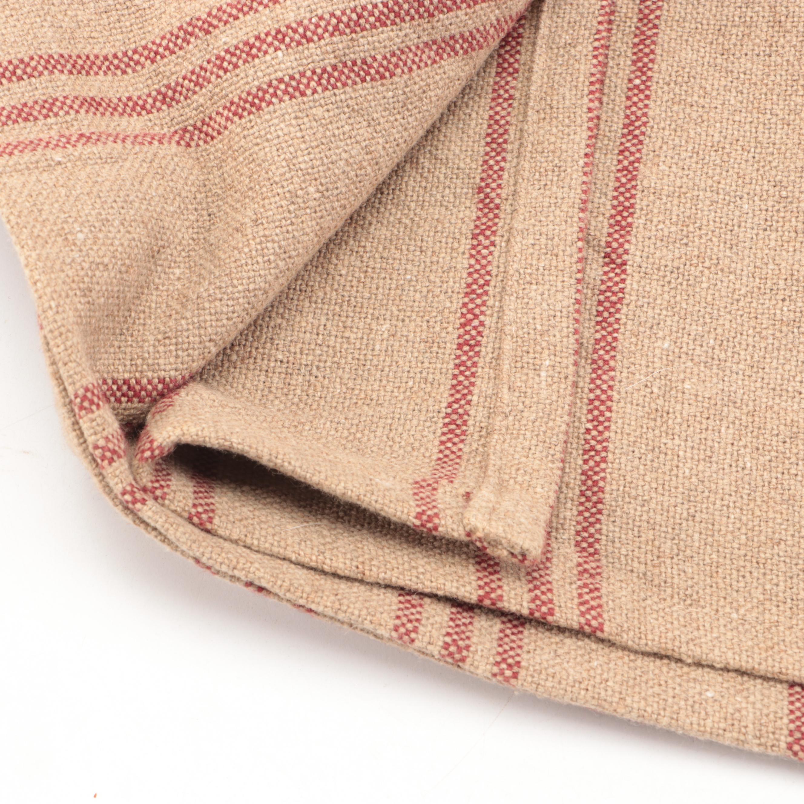 Pair of Felt Rose Pillows, Tobacco Linen Accent Pillows and Heavy Cotton Throws