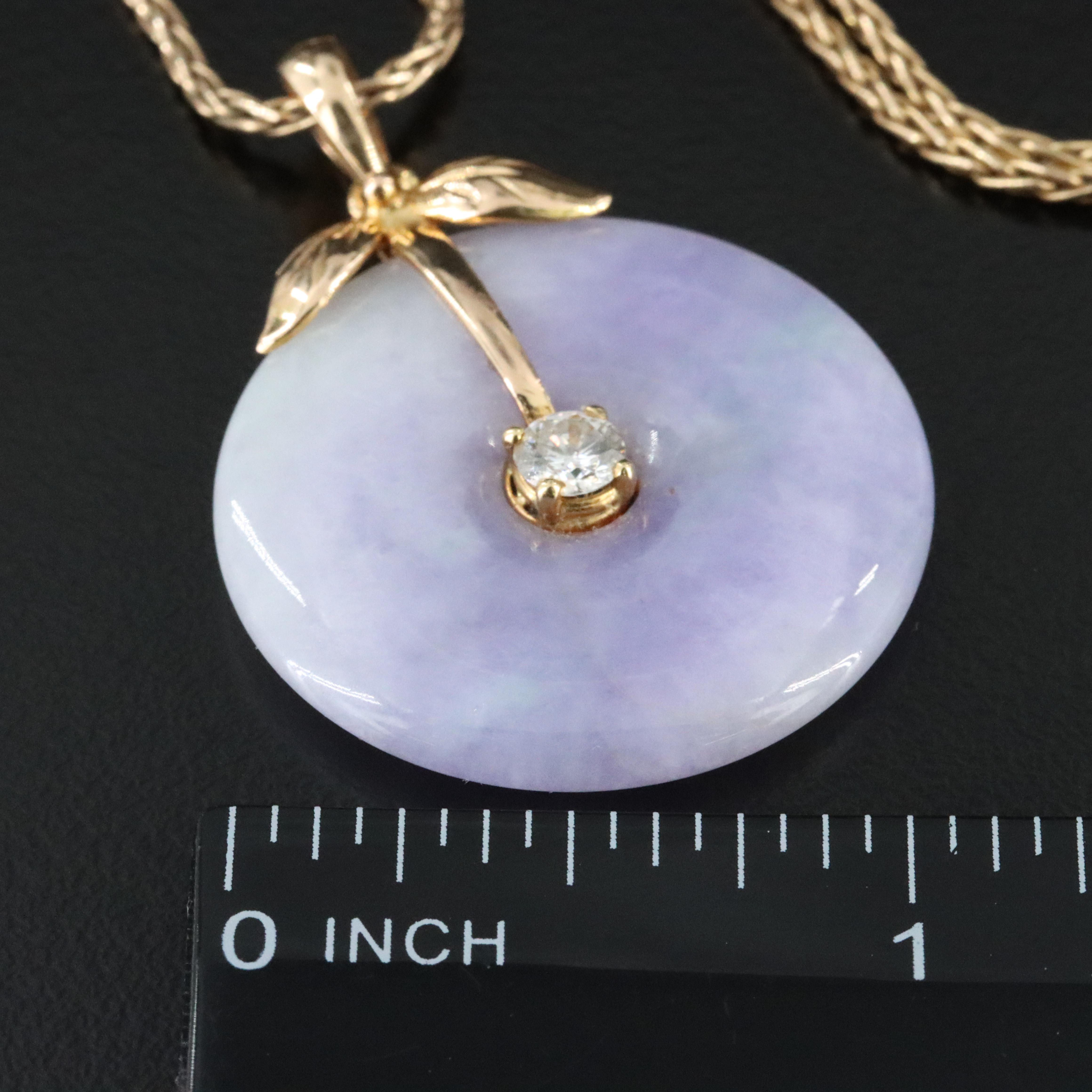 14K Jadeite and Diamond Bi Pendant Necklace