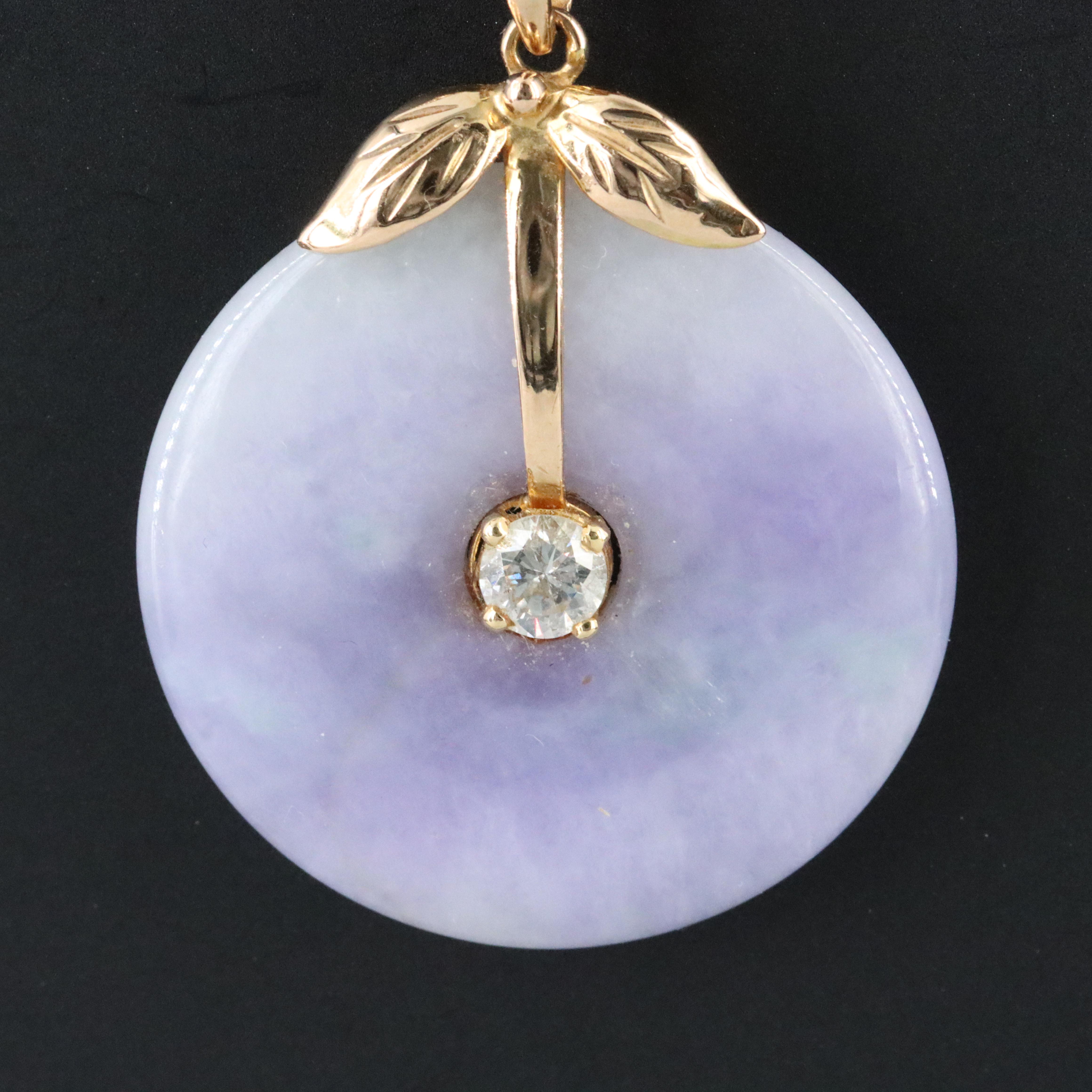 14K Jadeite and Diamond Bi Pendant Necklace