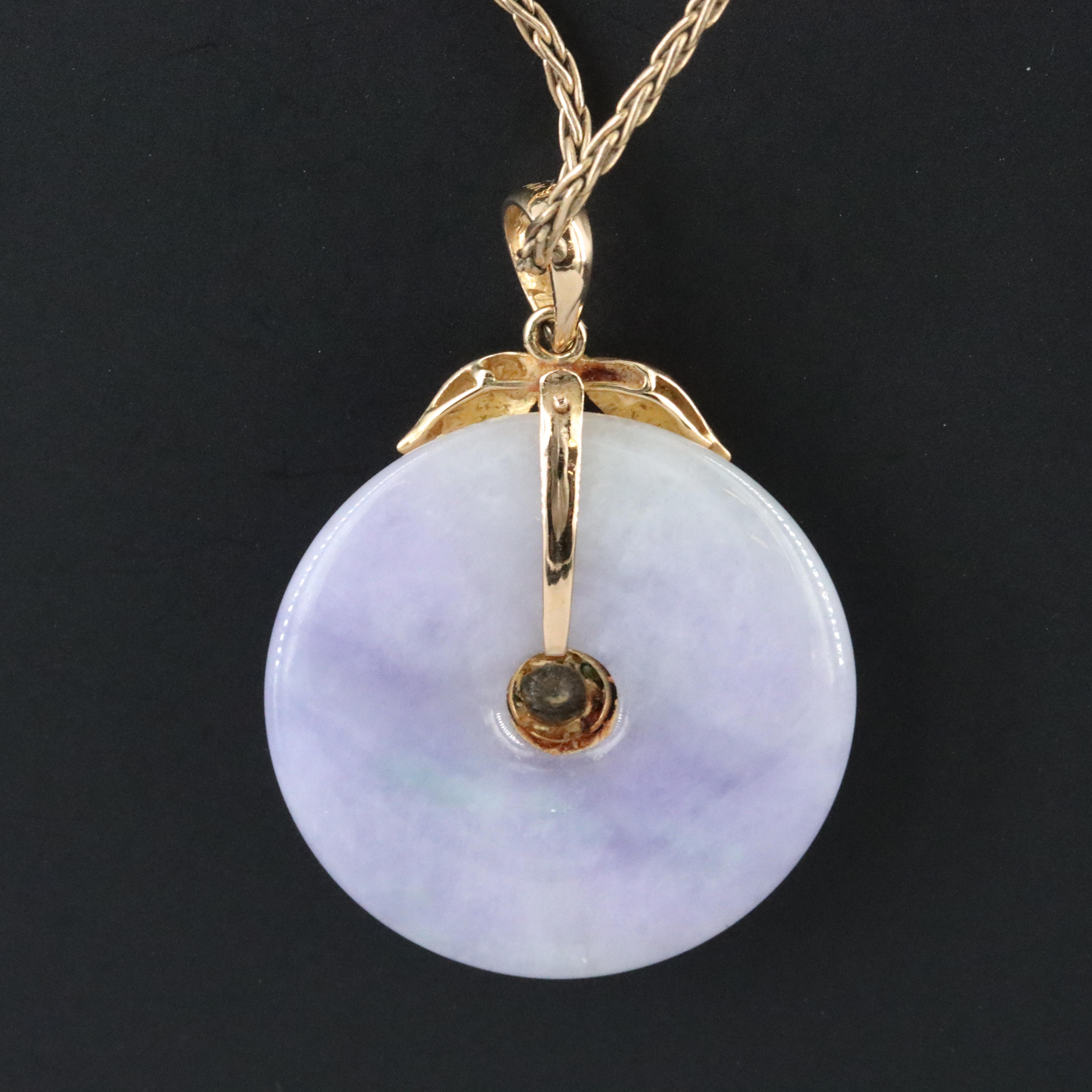 14K Jadeite and Diamond Bi Pendant Necklace