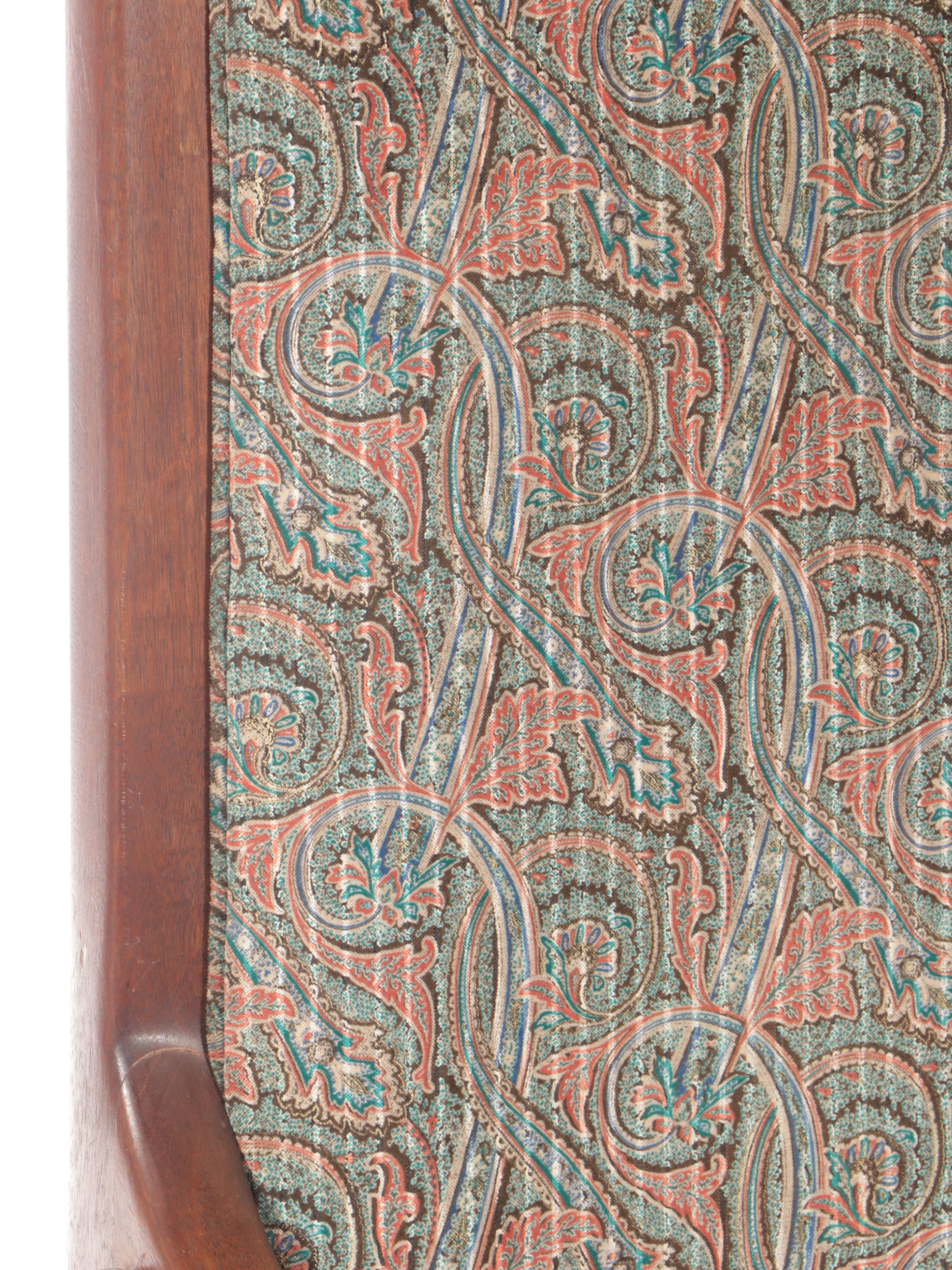 Robert Saunders Mahogany and Italian Damask Prototype Chair, 1980s