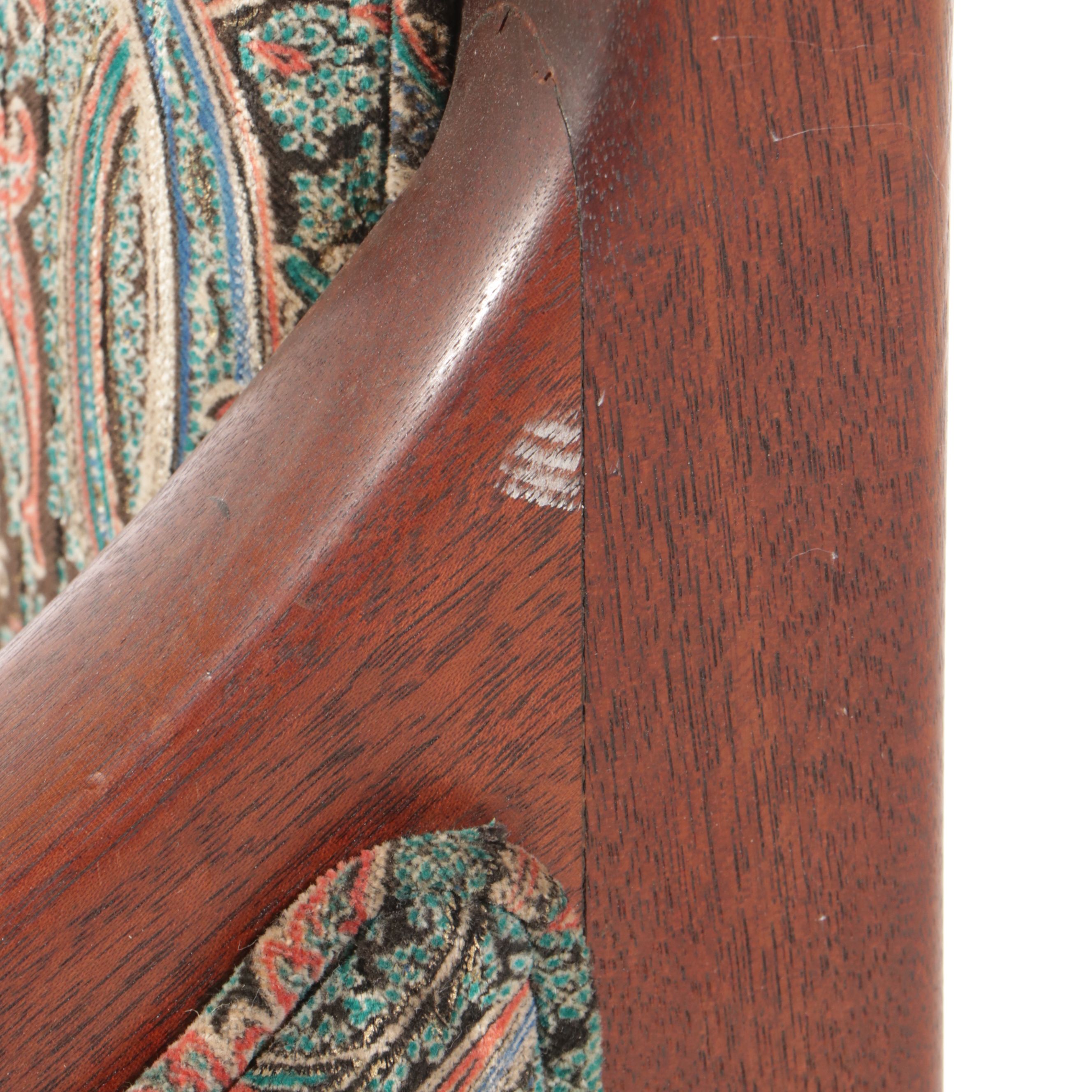 Robert Saunders Mahogany and Italian Damask Prototype Chair, 1980s