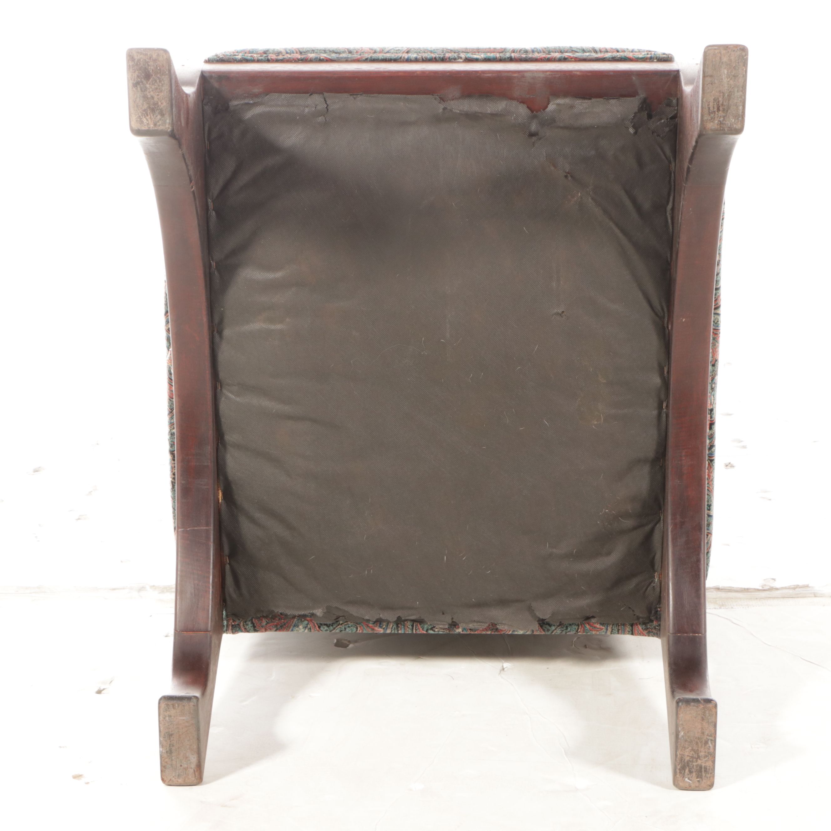 Robert Saunders Mahogany and Italian Damask Prototype Chair, 1980s