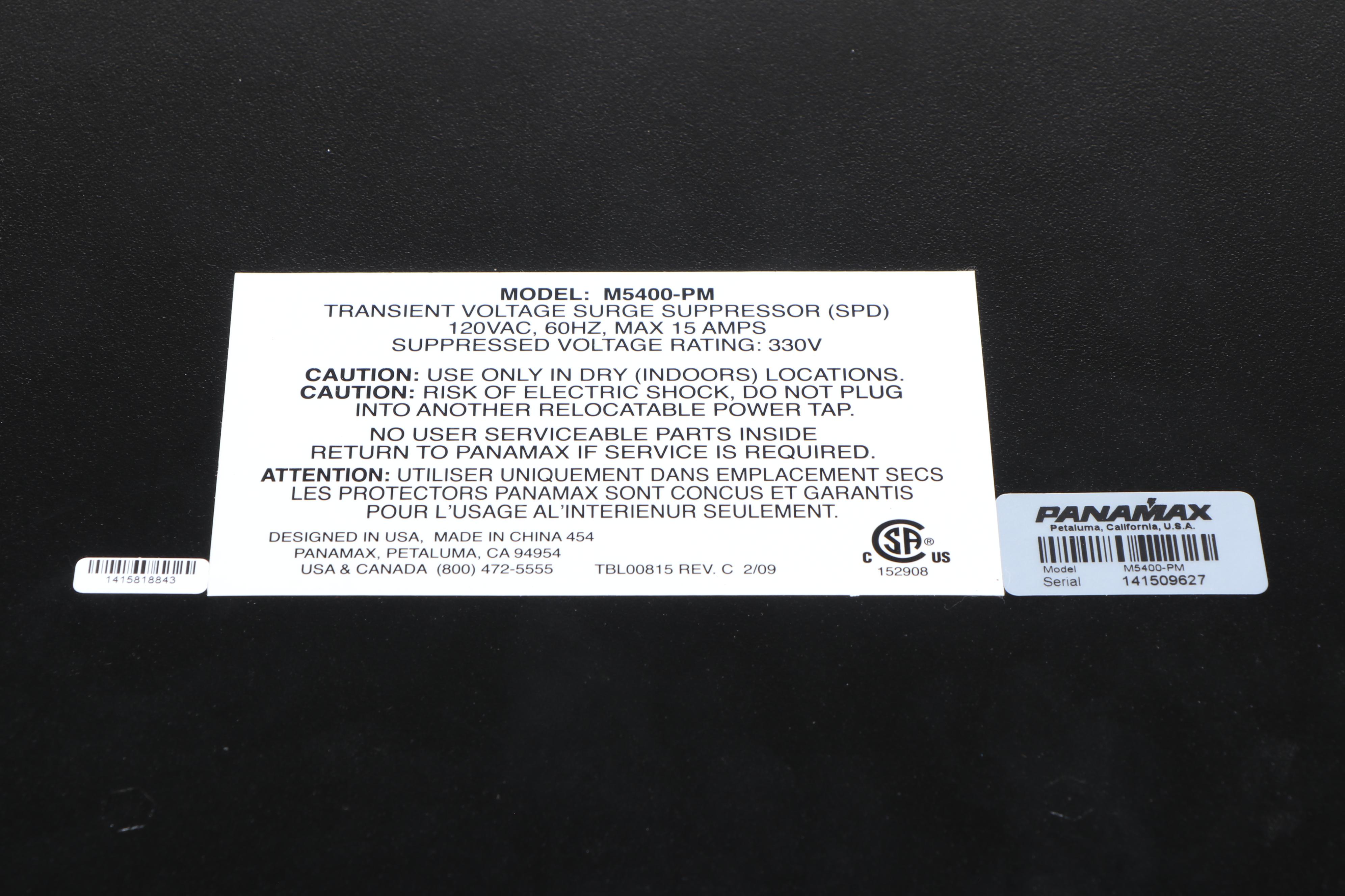 Panamax M5400-PM Voltage Regulator for Home Theater Power Management