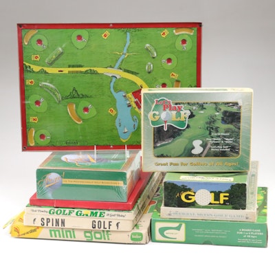 "Spinn Golf" and "Fore!" with More Golf Board Games, Mid-Late 20th C. "Spinn Golf" and "Fore!" with More Golf Board Games, Mid-Late 20th C.