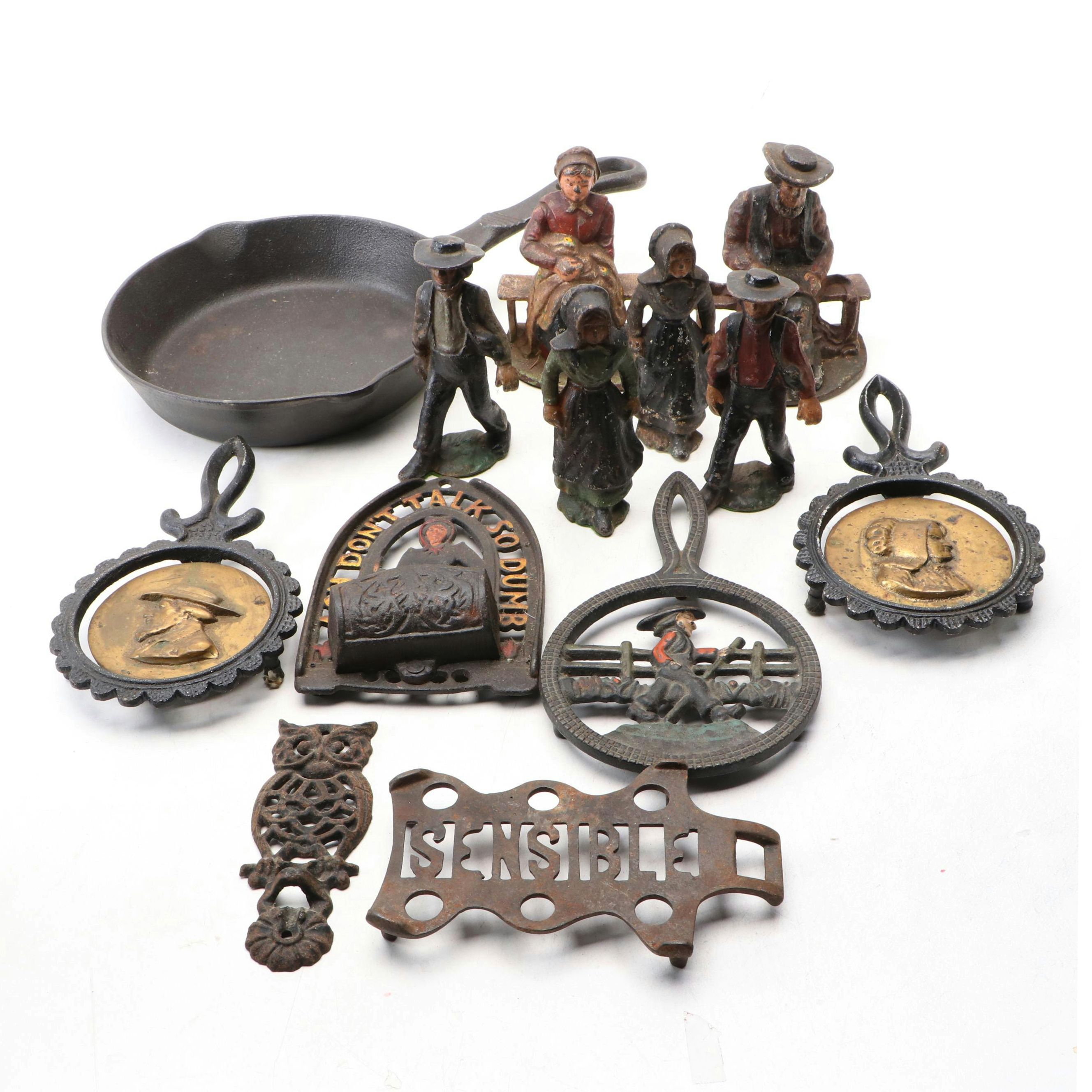 Wilton Amish Figurines with Keilen Cast Iron Skillet and More Kitchen Décor