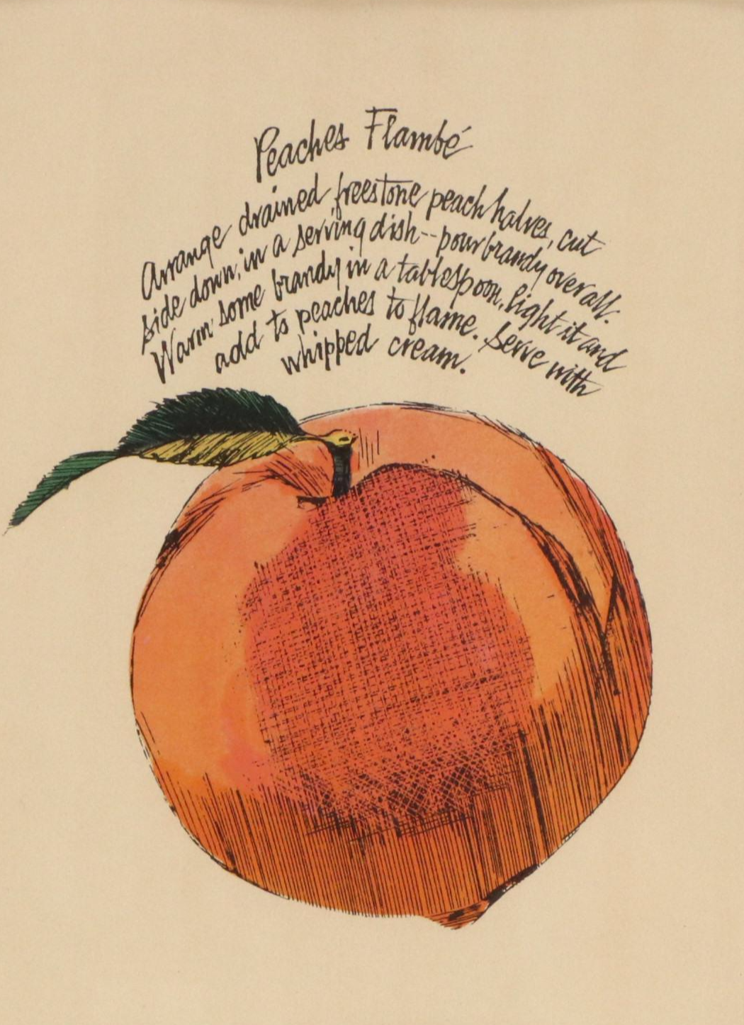 Offset Lithograph "Peaches Flambé," Late 20th Century