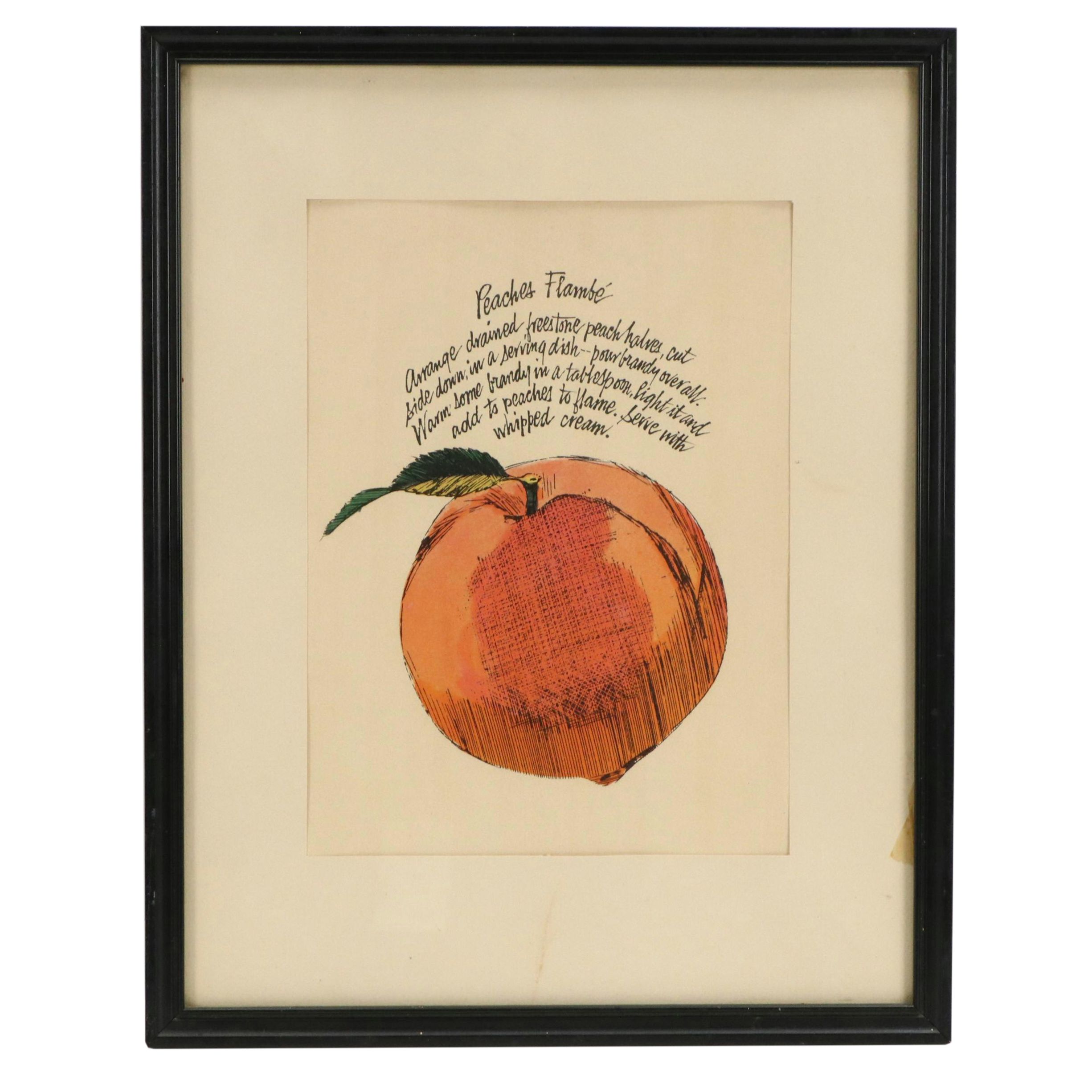 Offset Lithograph "Peaches Flambé," Late 20th Century