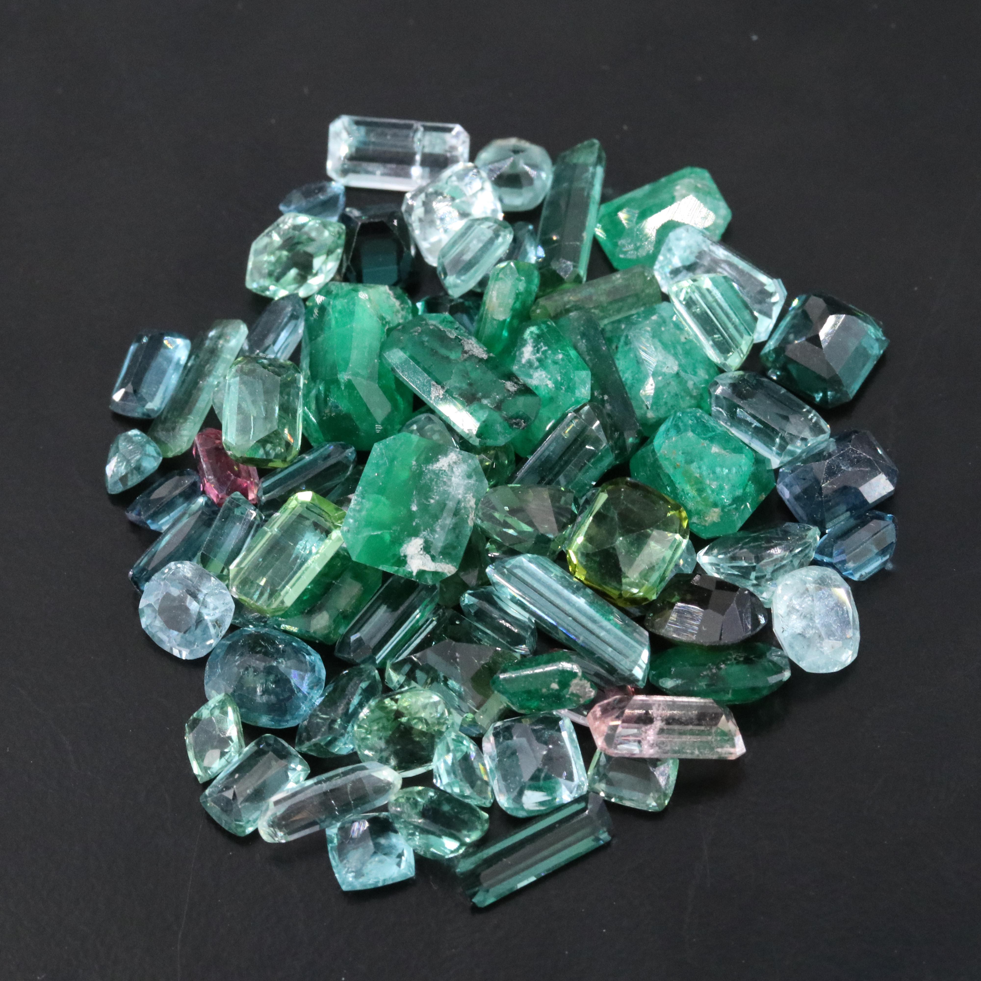 Loose 65.82 CTW Emerald, Tourmaline and Aquamarine