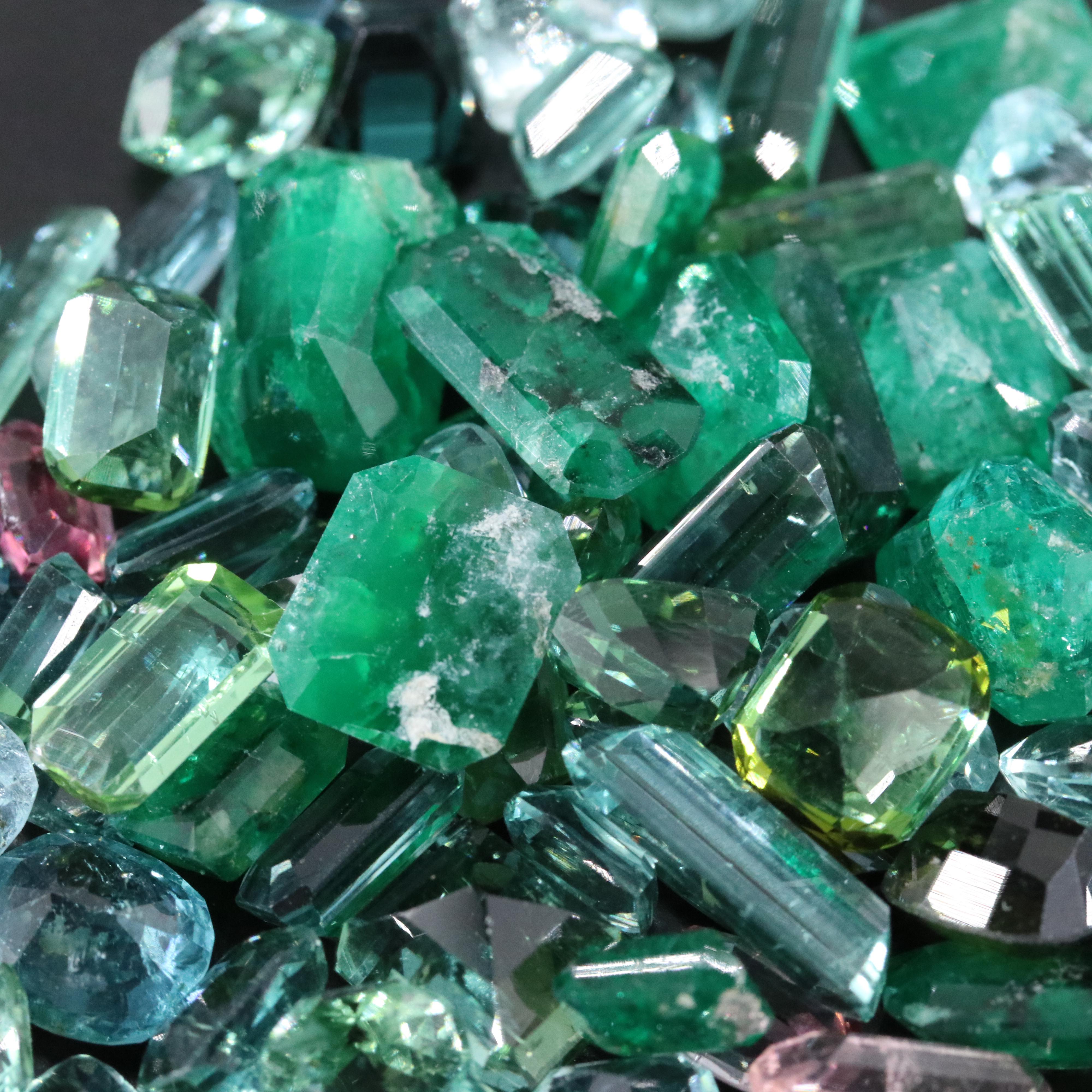 Loose 65.82 CTW Emerald, Tourmaline and Aquamarine