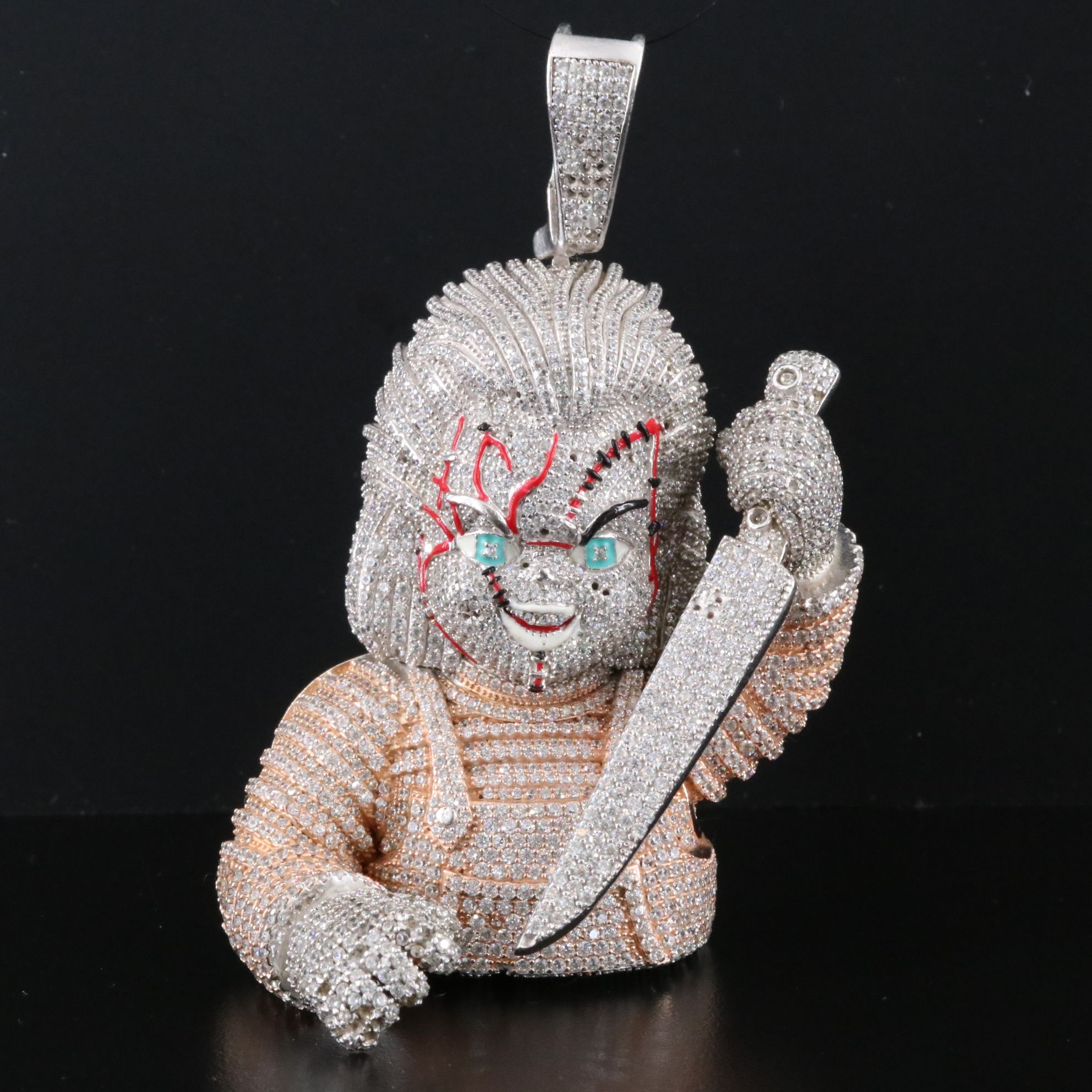 Sterling CZ Chucky the Doll Pavé Pendant