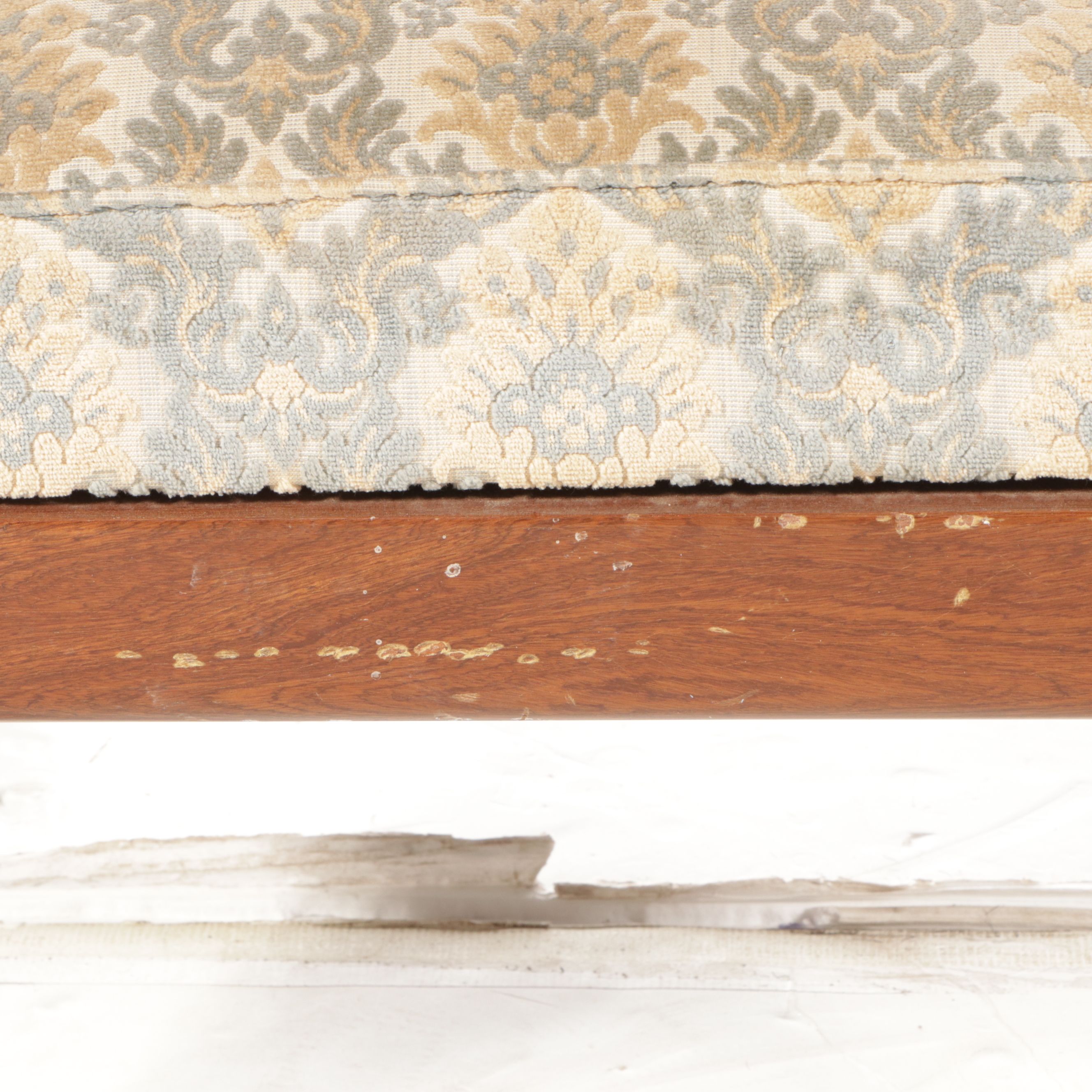 Damask Upholstered High-Back Armchair