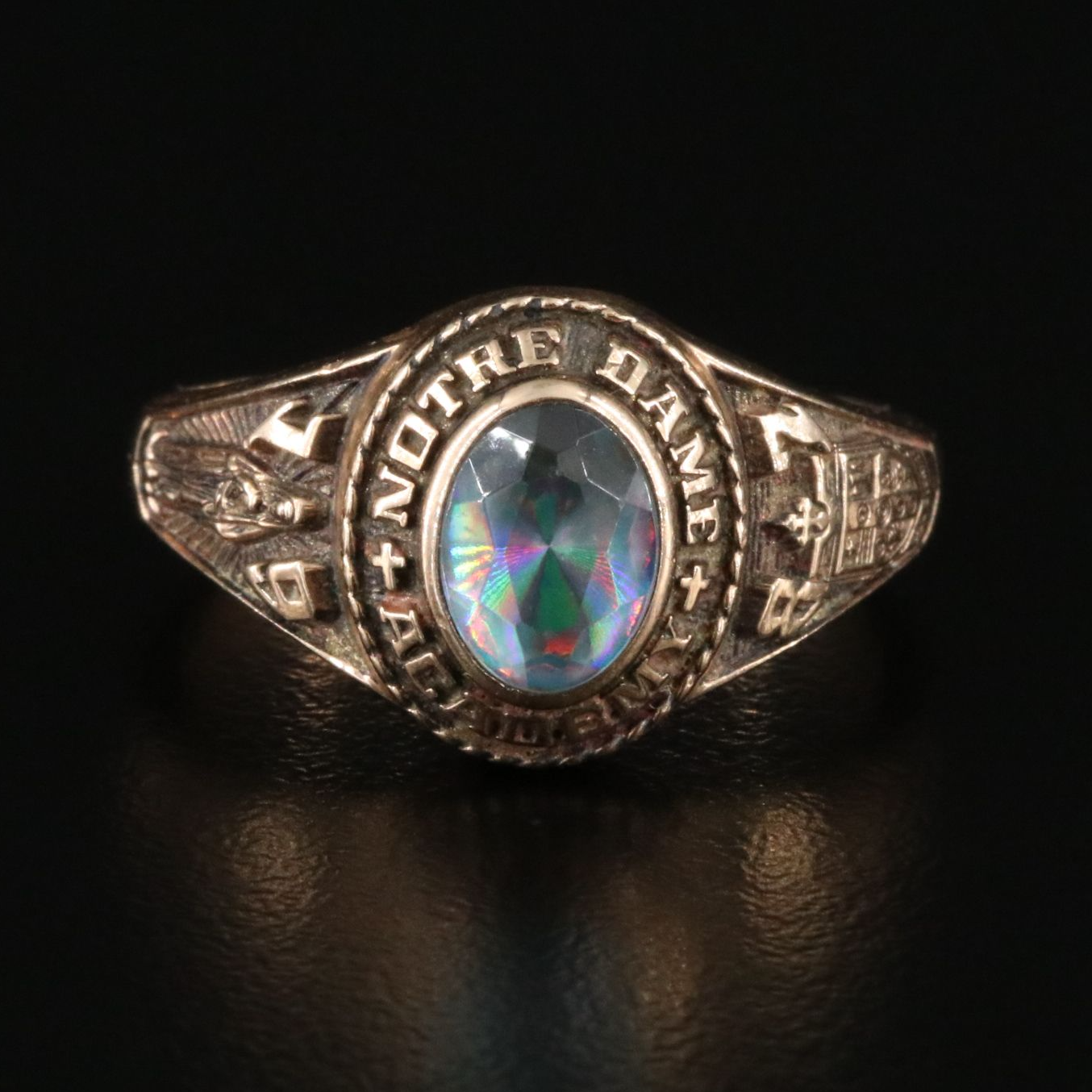 Jostens Vintage 14K Topaz Doublet Class Ring