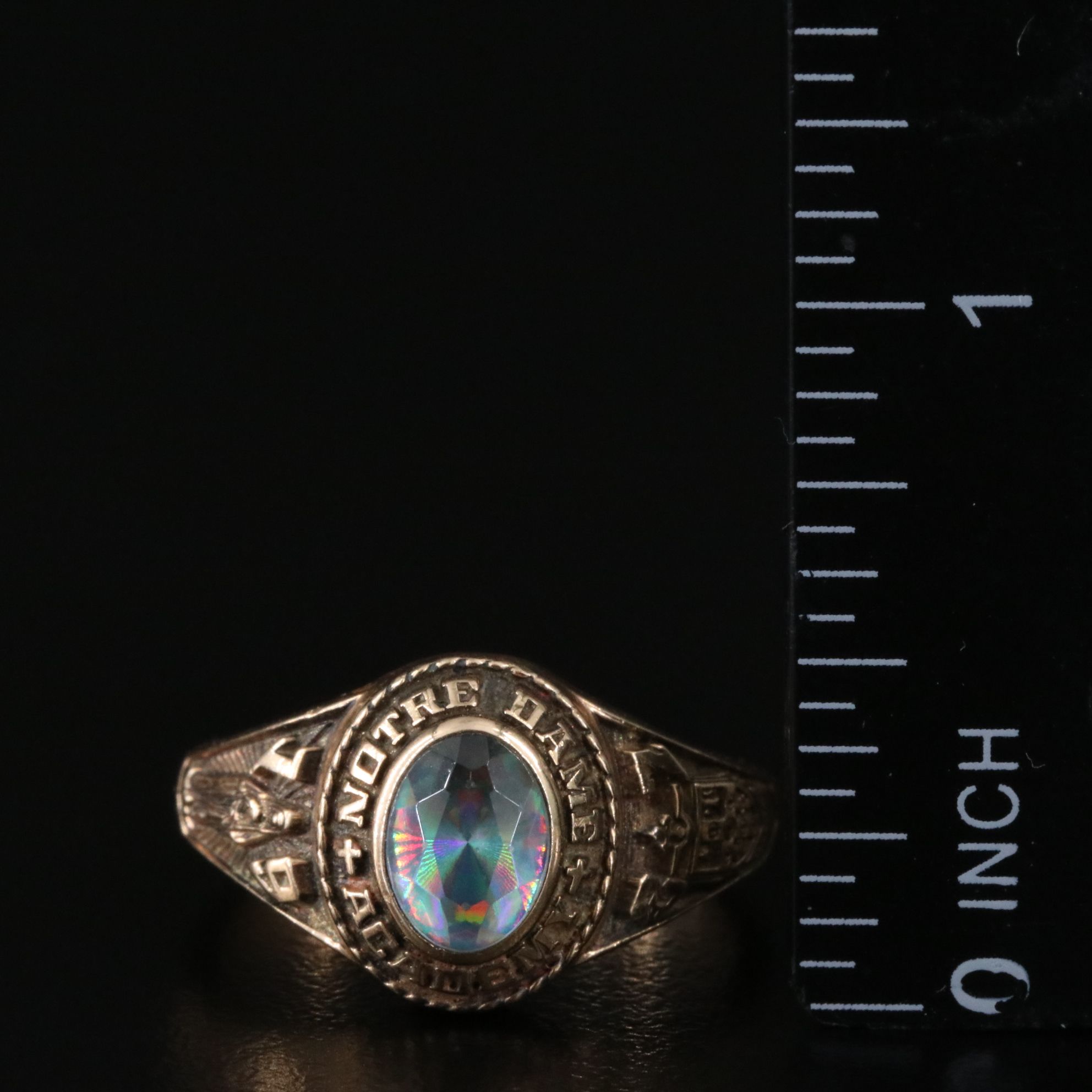 Jostens Vintage 14K Topaz Doublet Class Ring