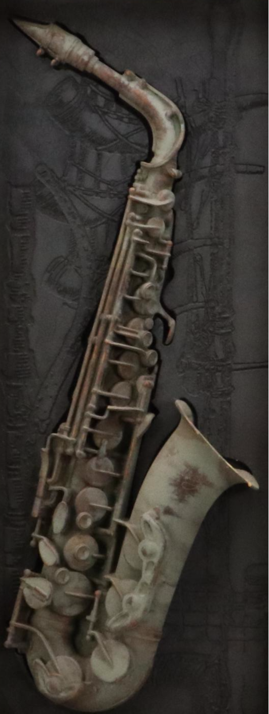 Cast Composite Wall Sculpture of Saxophone, Circa 1990s