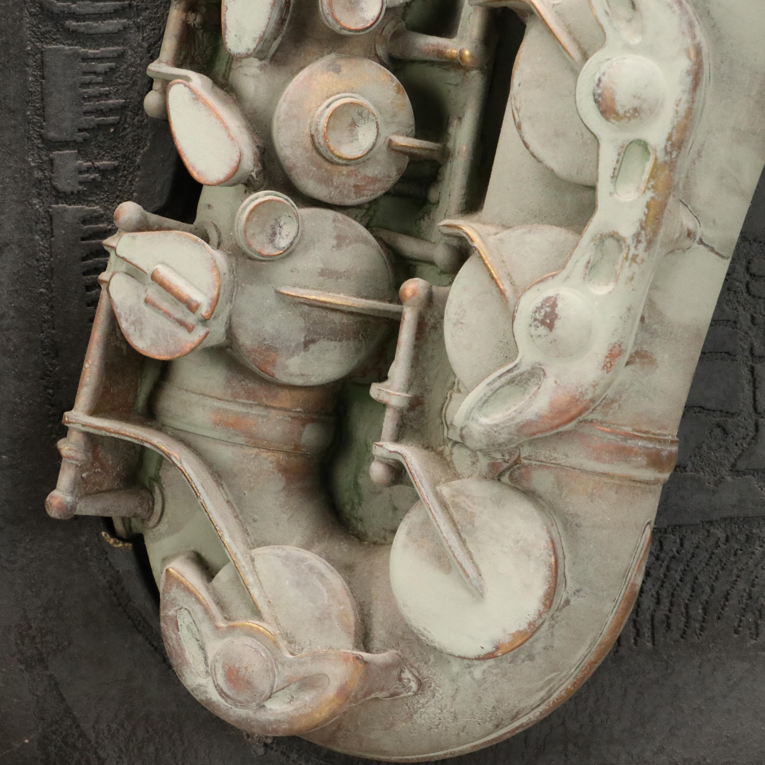 Cast Composite Wall Sculpture of Saxophone, Circa 1990s