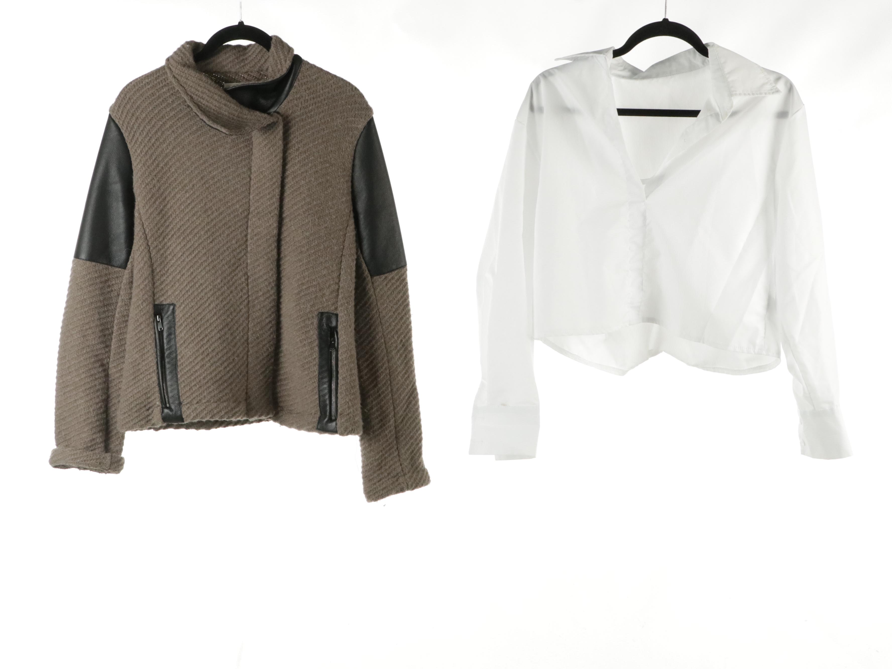 Akris Punto Houndstooth Cotton Blend Blazer, AMS Wool Zip Jacket, Other Blouse