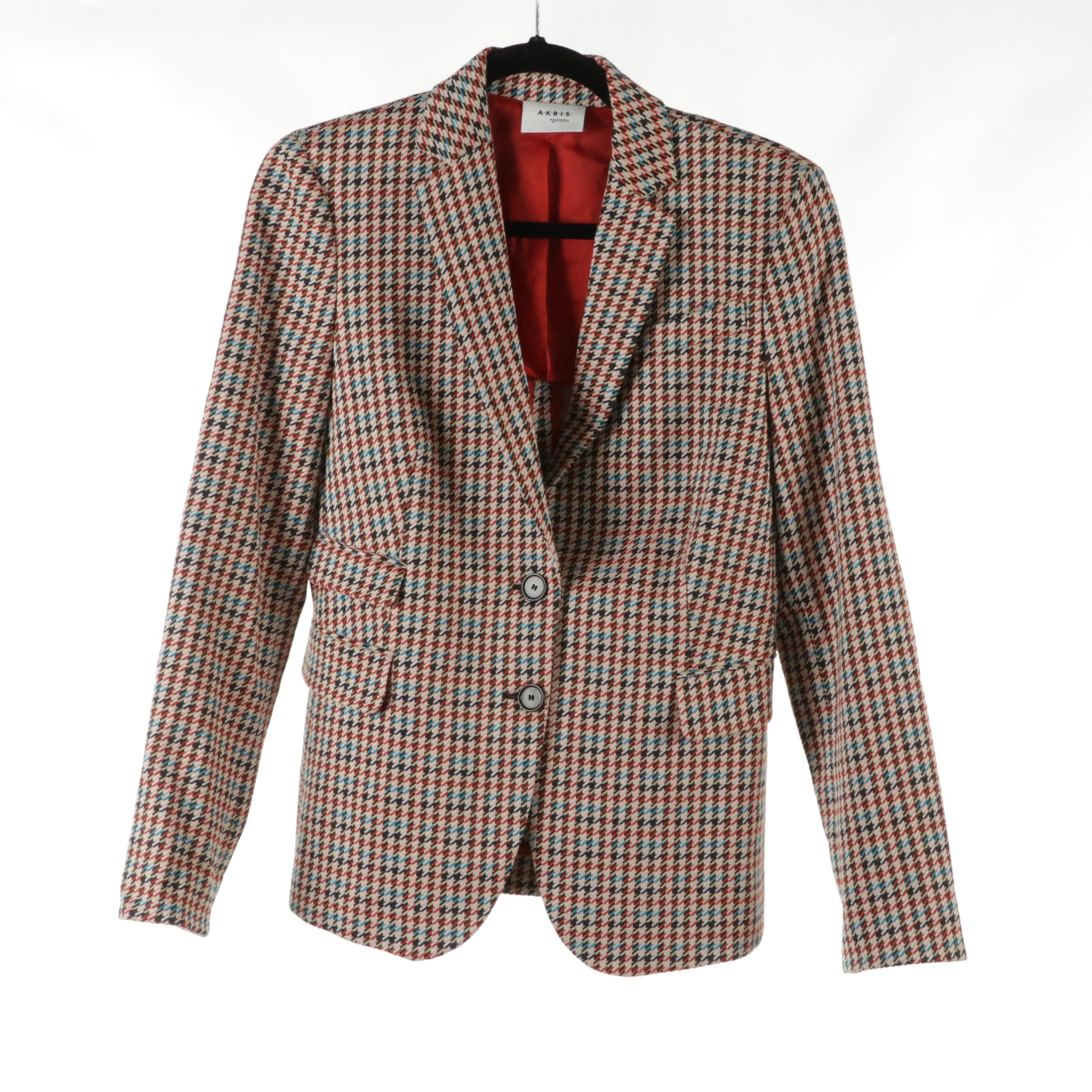 Akris Punto Houndstooth Cotton Blend Blazer, AMS Wool Zip Jacket, Other Blouse