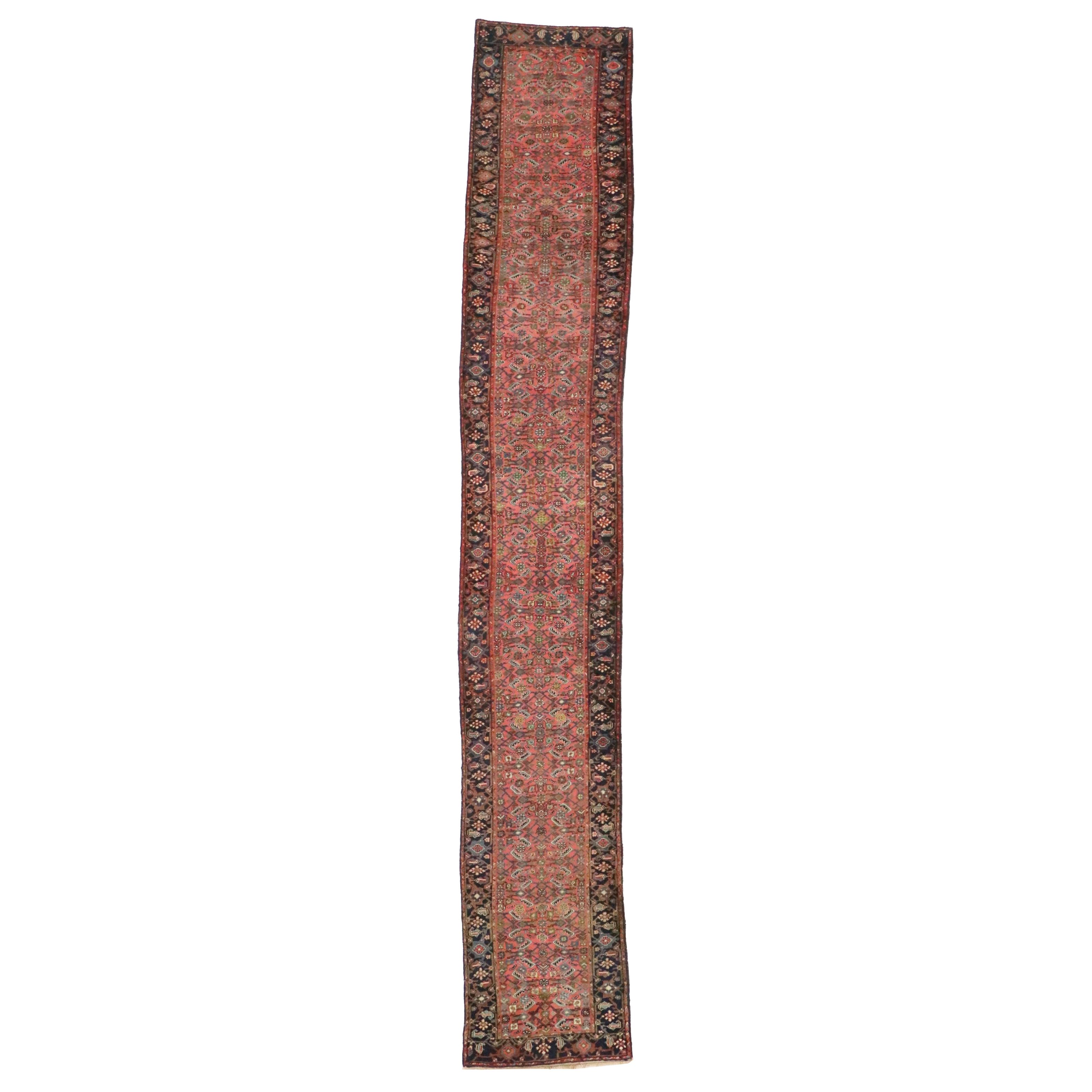 2'10 x 17" Hand-Knotted Persian Veramin Carpet Runner or Stair Runner