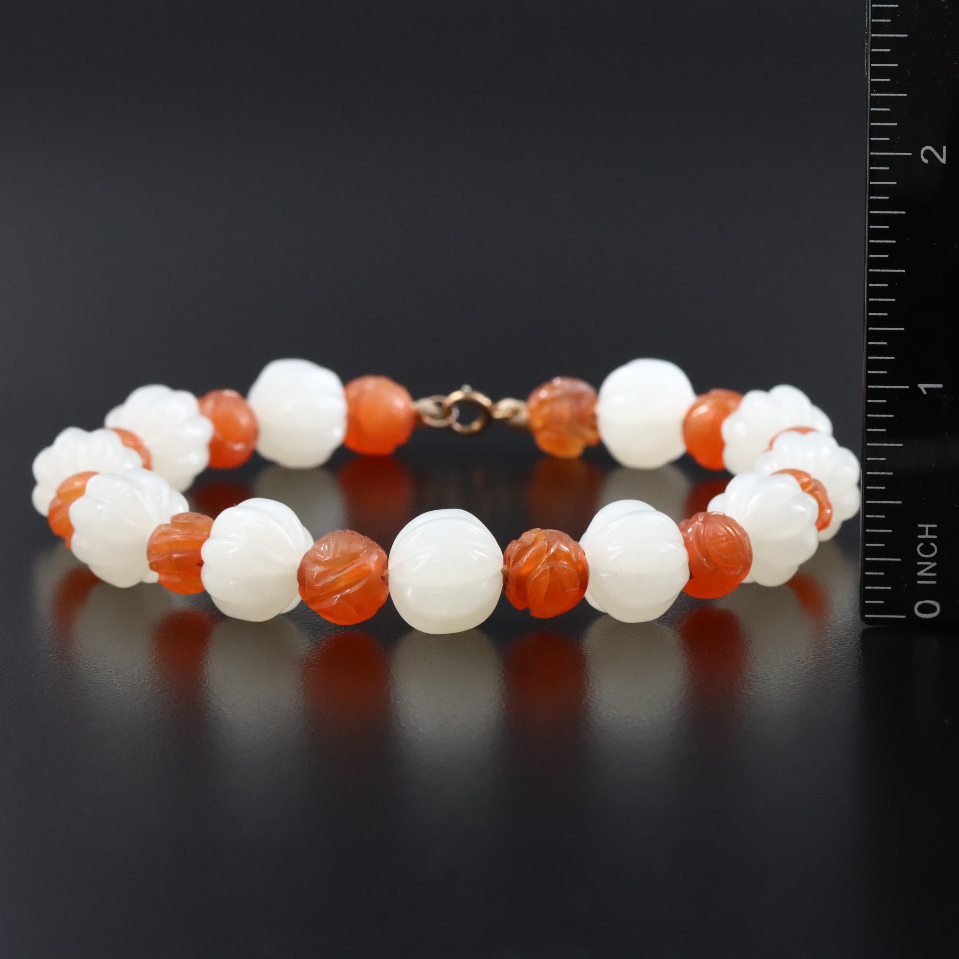 10K Serpentine and Agate Beaded Bracelet