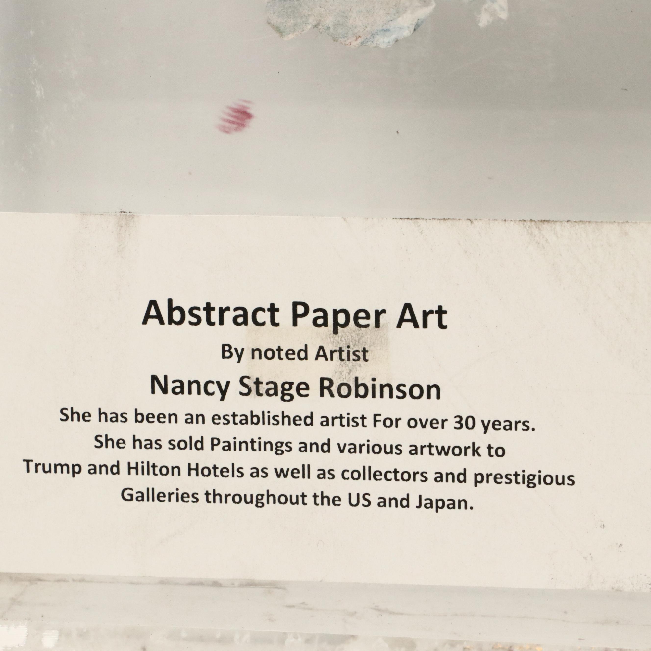 Nancy Stage Robinson Abstract Style Paper Pulp Sculpture of Fossils