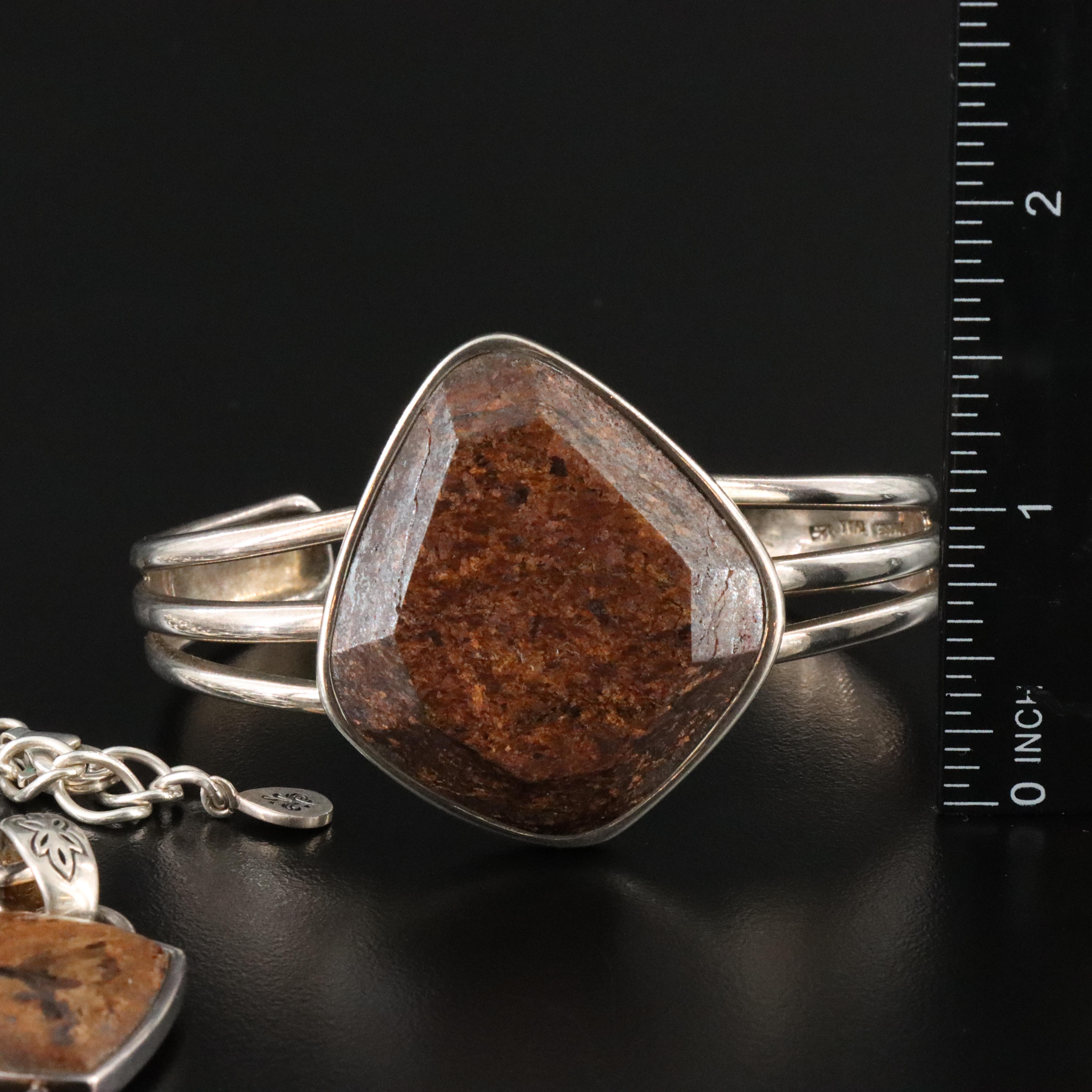 Sterling Jewelry Assortment with Bronzite, Turquoise and Bone