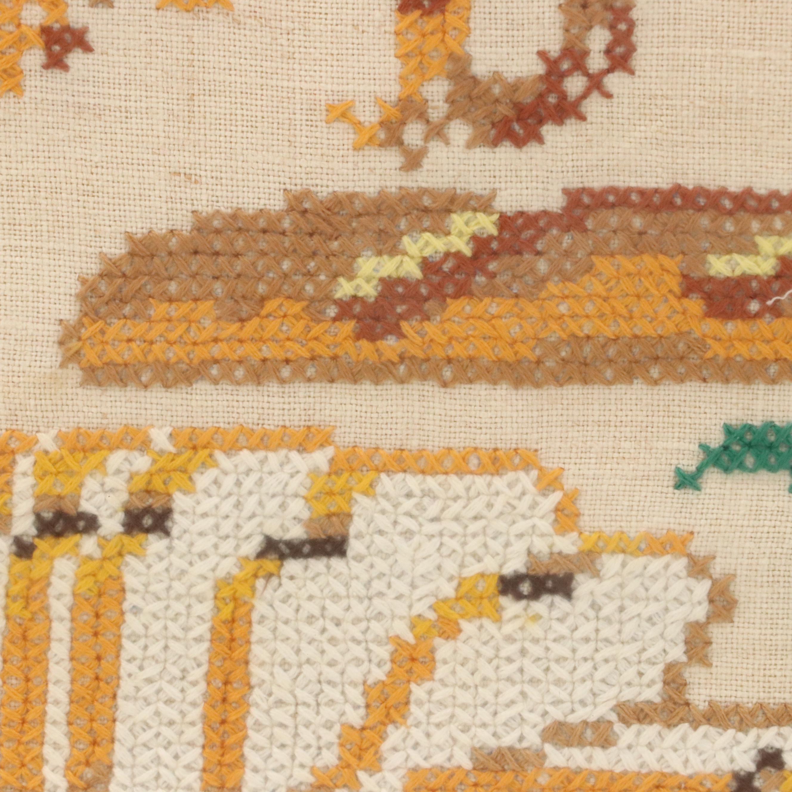 American School Cross-Stitch Embroidery With Verse