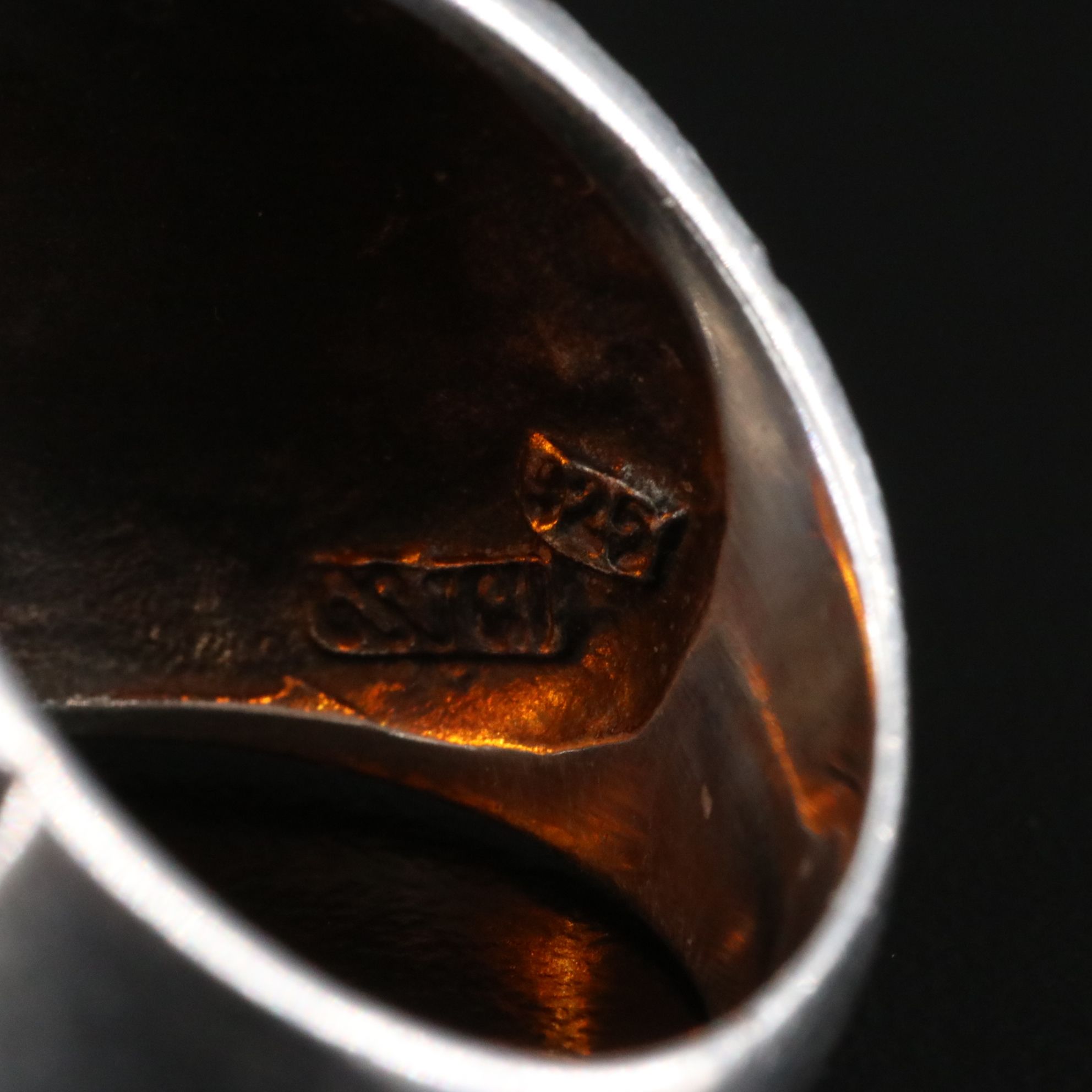 Sterling White Agate, Amber and Marcasite Tapered Rings