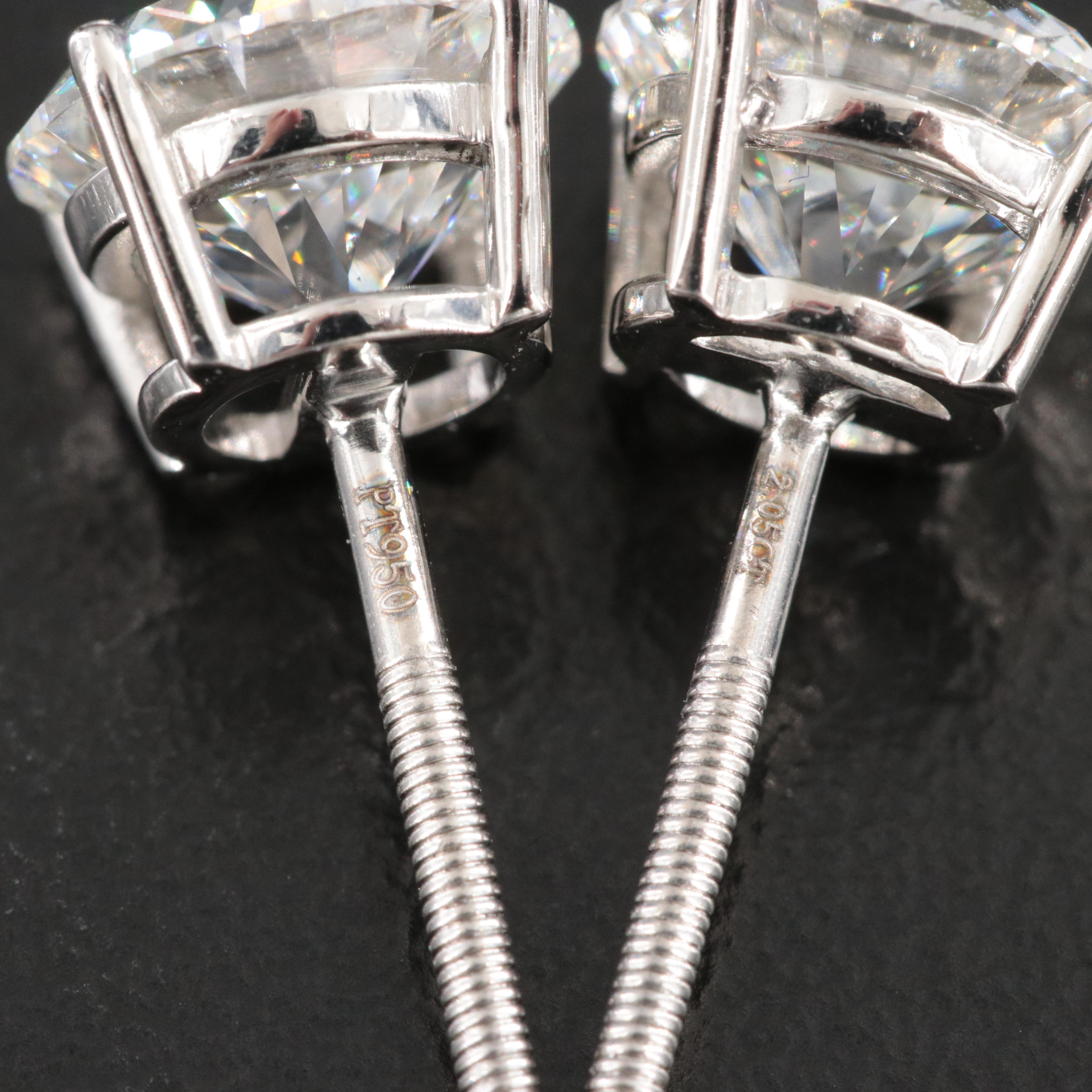 Platinum 4.10 CTW Lab Grown Diamond Stud Earrings with IGI Reports