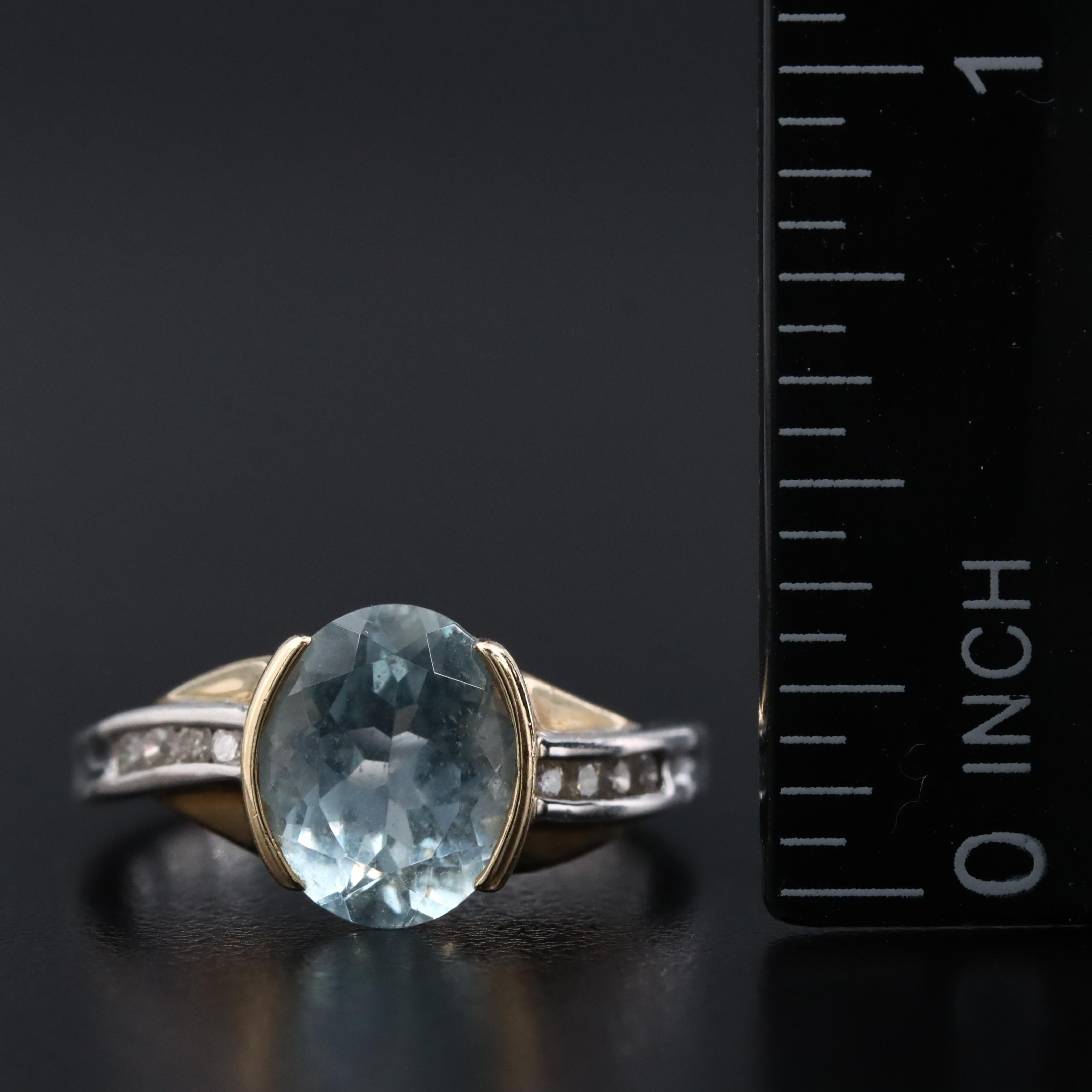 14K Aquamarine and Diamond Ring